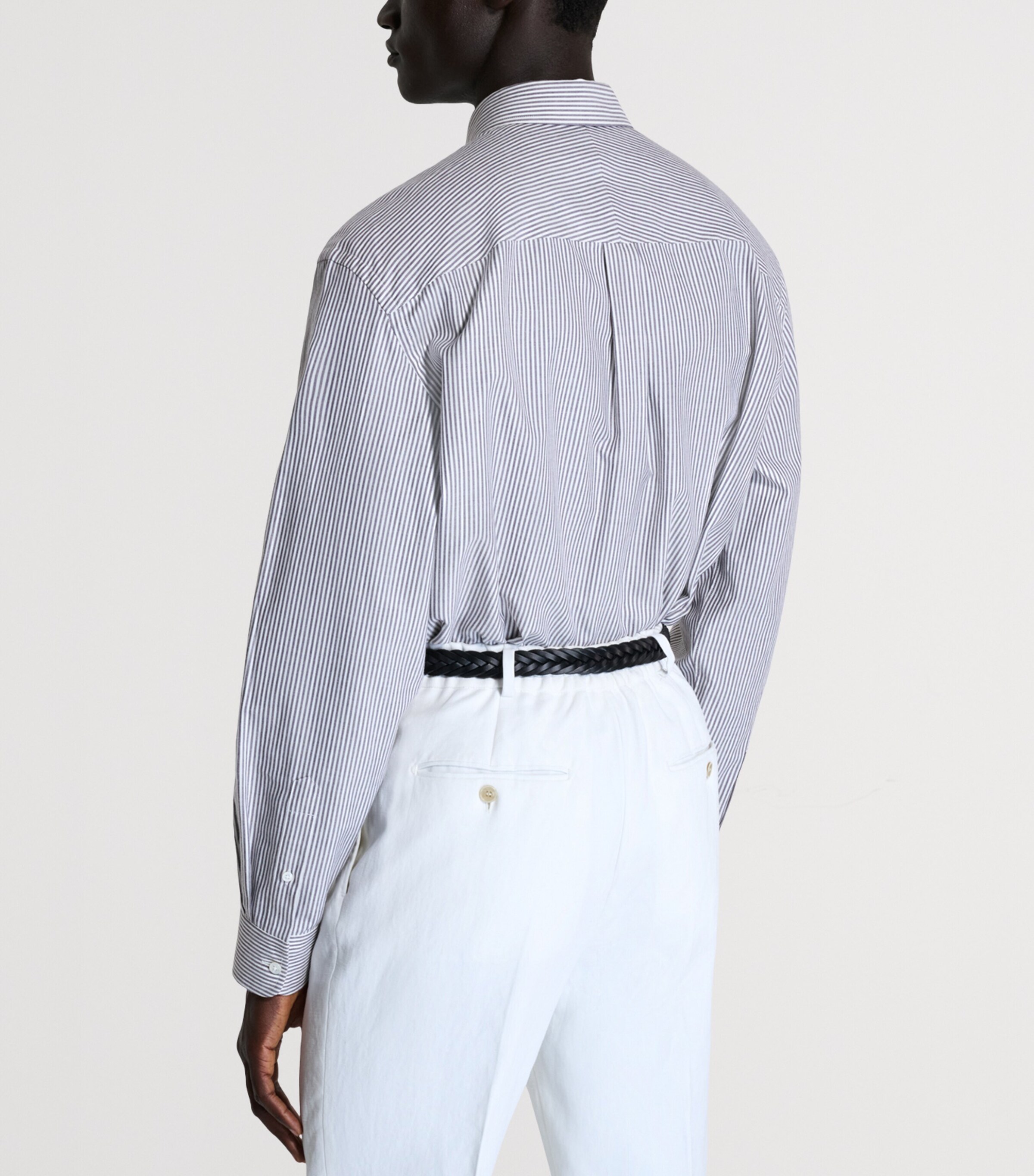 Dunhill Mens Cotton-Cashmere Stripe Shirt Image 3