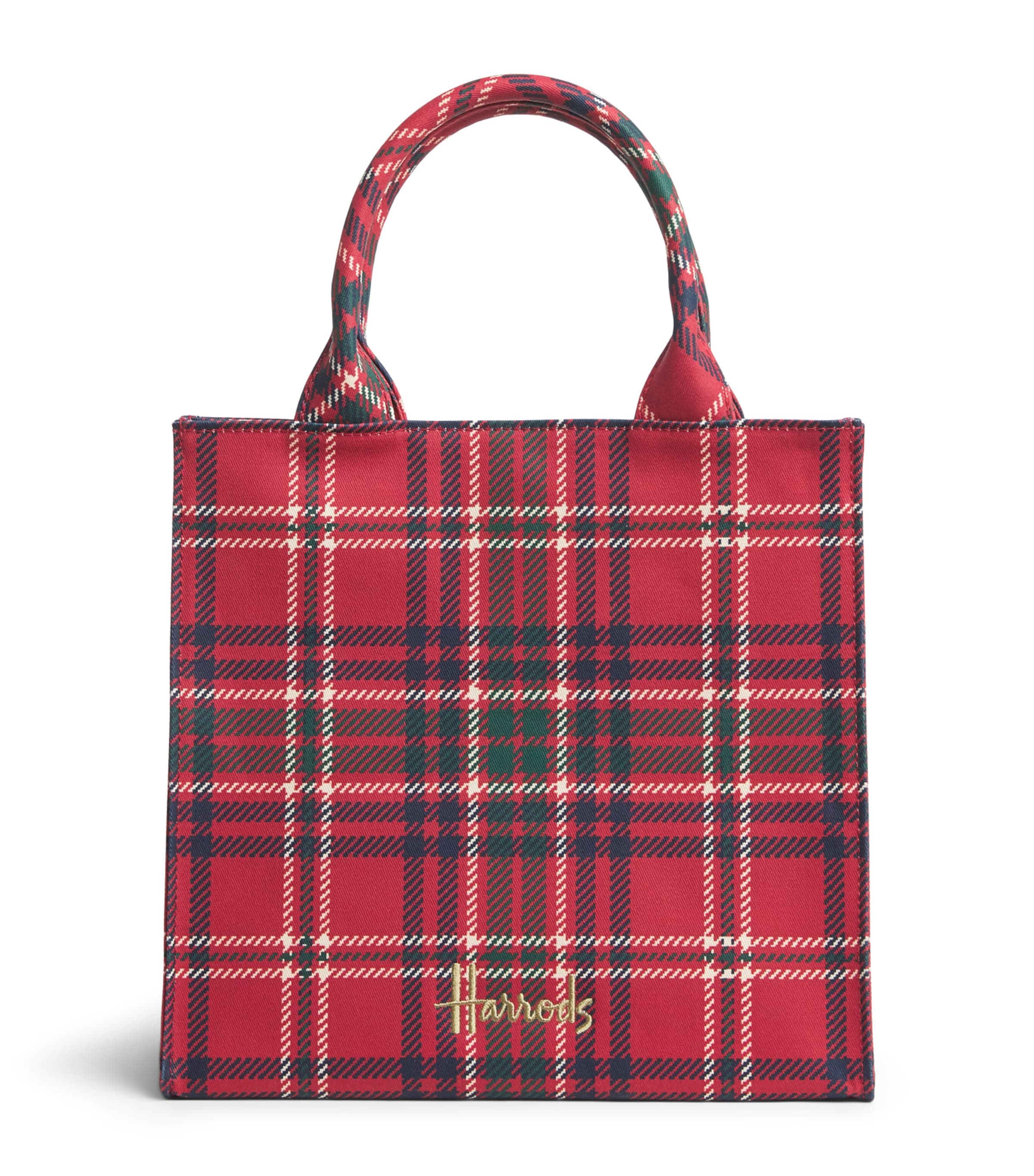 Harrods Small Tartan Tote Bag Red Image 1