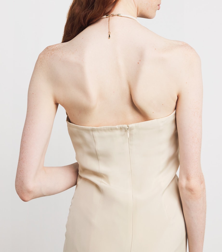 Silk Embellished Halterneck Maxi Dress CHAMPAGNE Image 6
