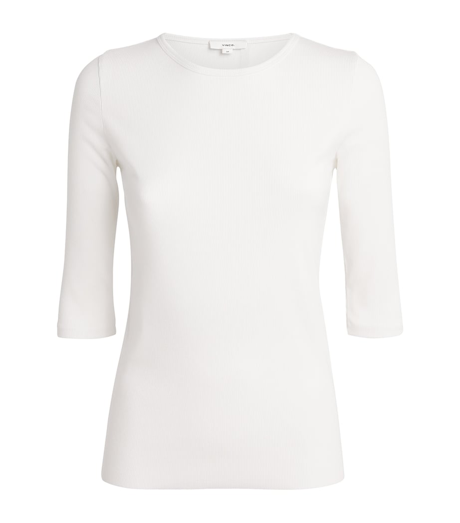Ribbed Elbow-Sleeve T-Shirt 137OWT OPTIC WHITE Image 1