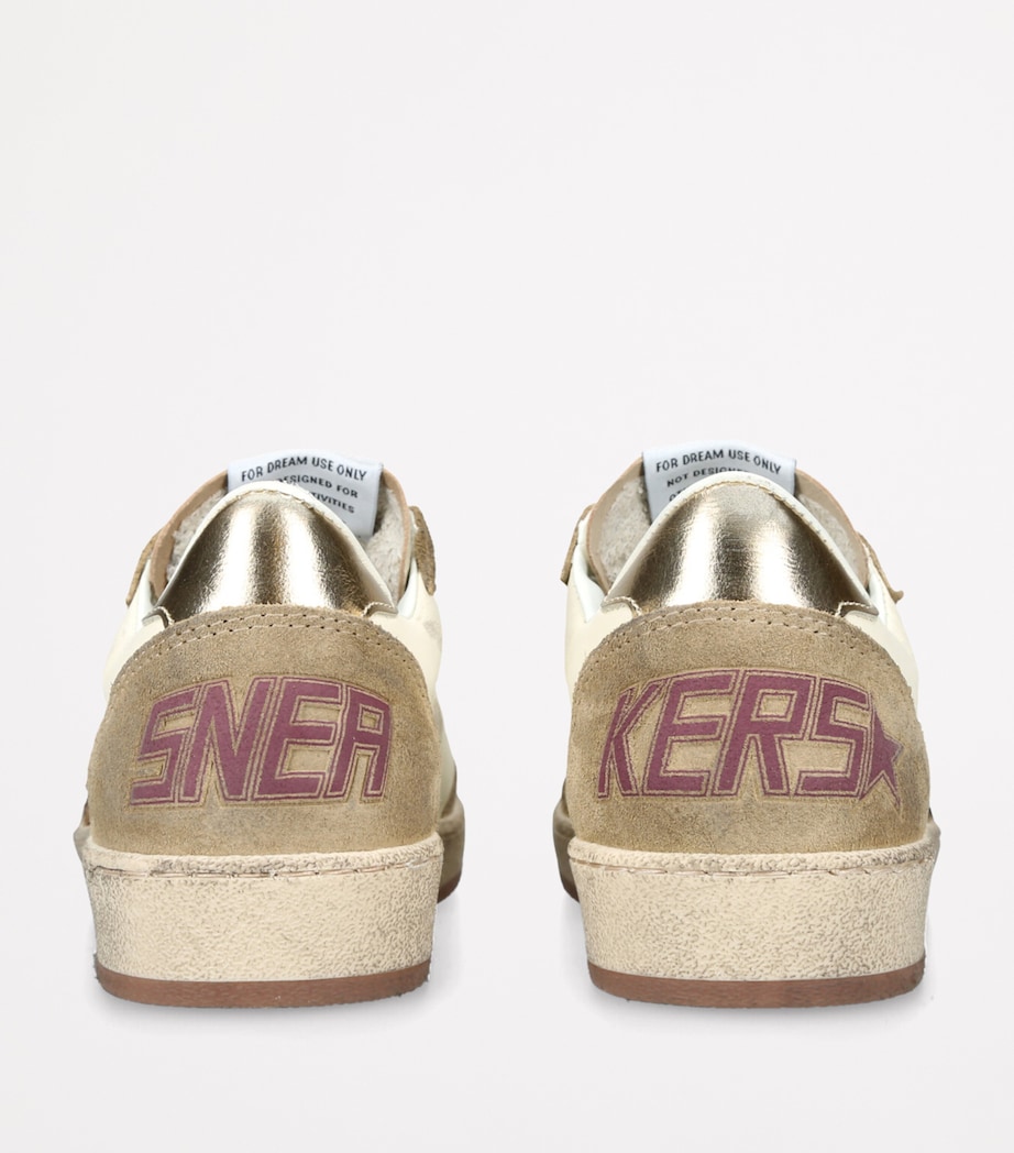 Golden Goose White Suede-Leather Pony Hair-Trim Ball Star Sneakers