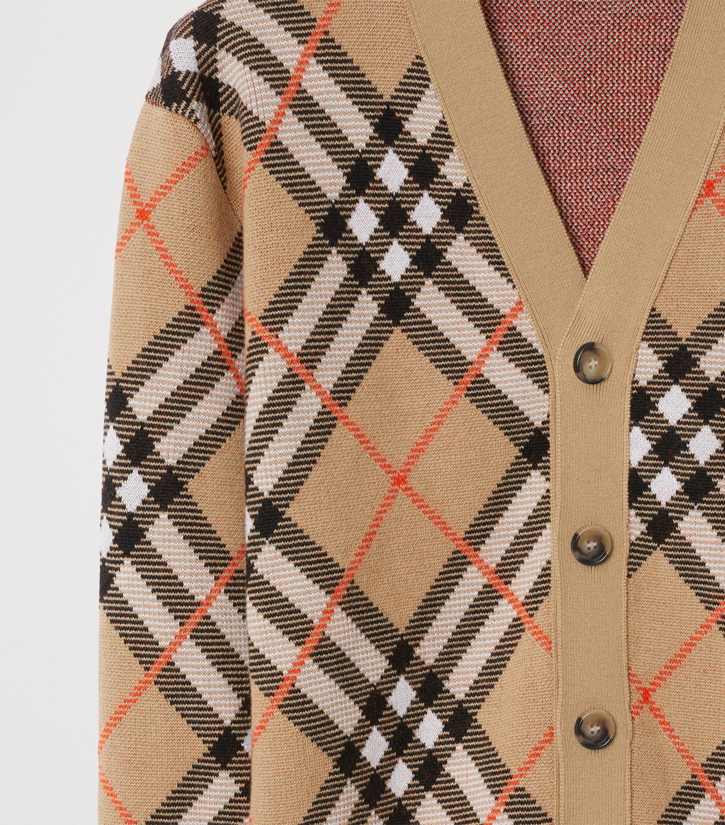 Wool-Blend Check Cardigan SAND IP CHECK Image 6