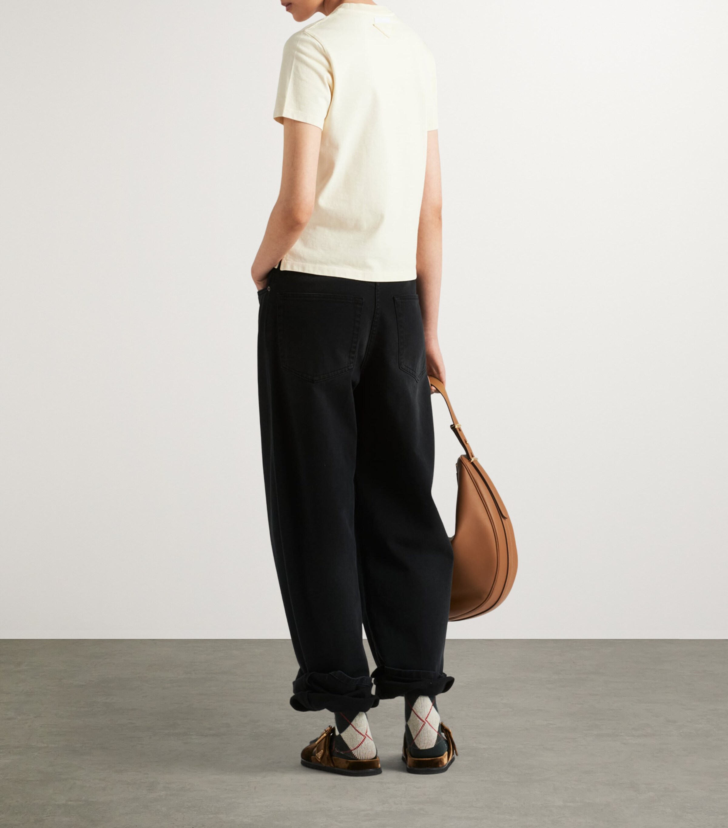 Prada Womens Fabric Logo T-Shirt Image 4
