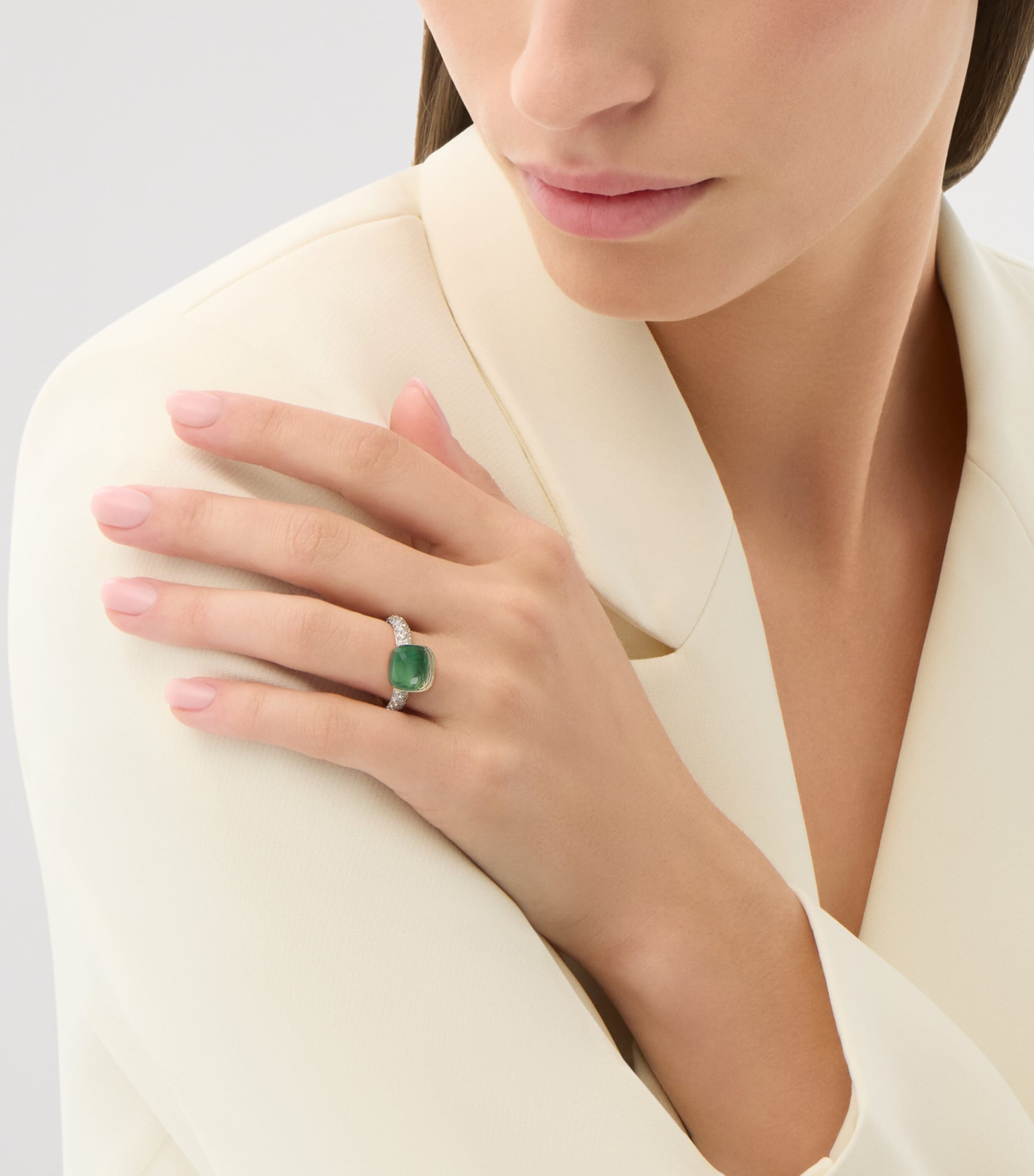 Pomellato Mixed Gold, Prasiolite, Agate and Diamond Nudo Ring Bpaav Image 2