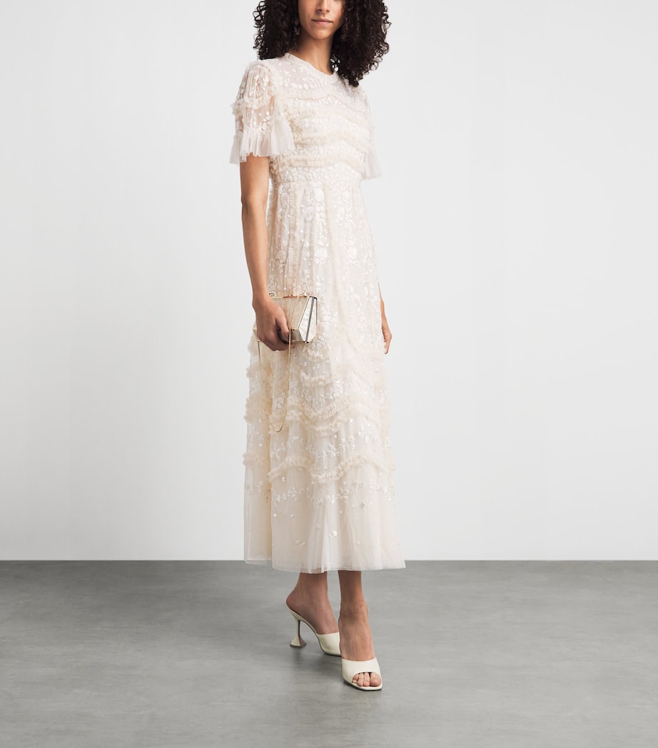 Needle & Thread Womens Embroidered Tulle Gianna Maxi Dress Cream Image 2