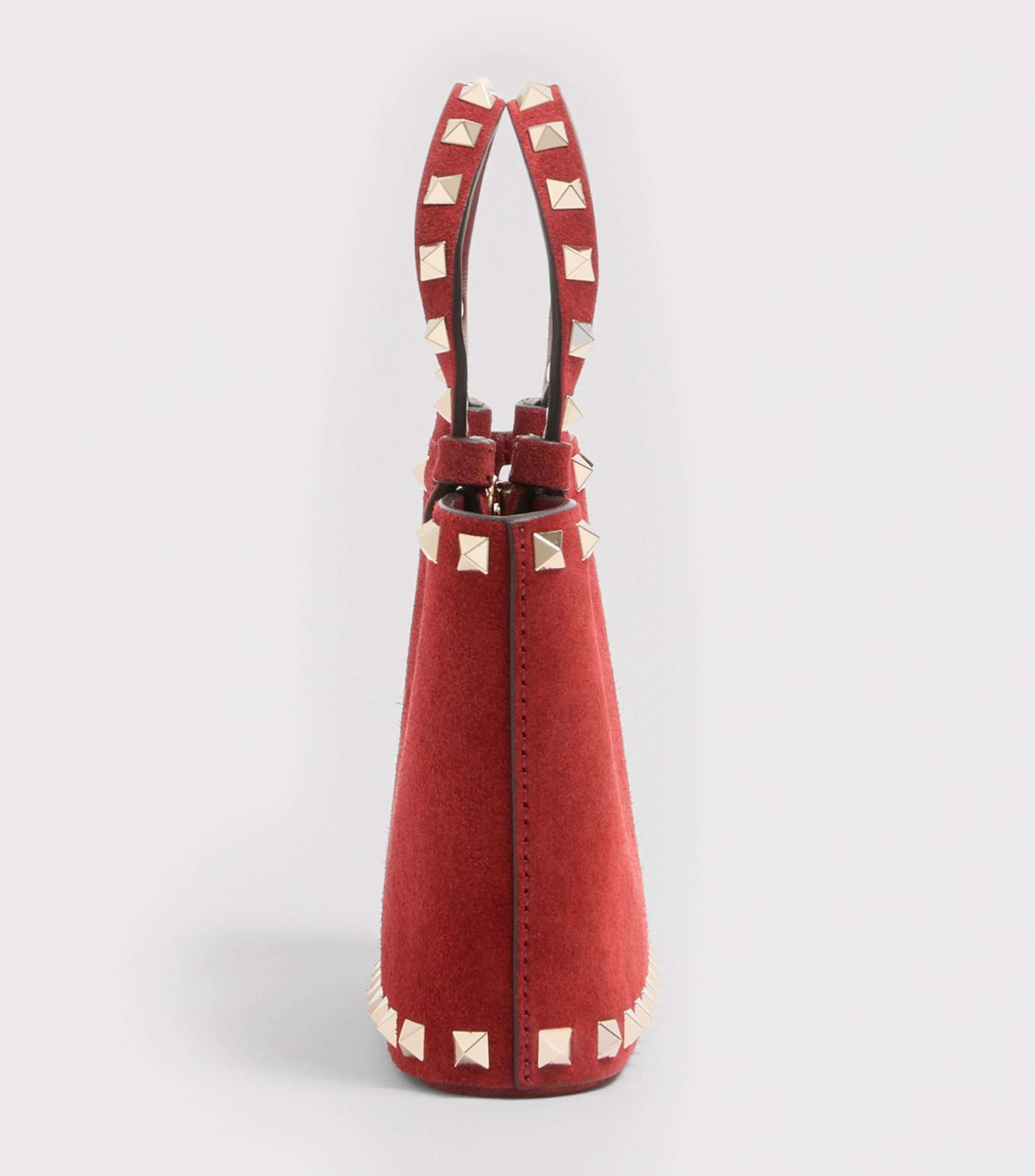 Valentino Garavani Mini Split-Leather Rockstud Tote Bag Aqs Image 3
