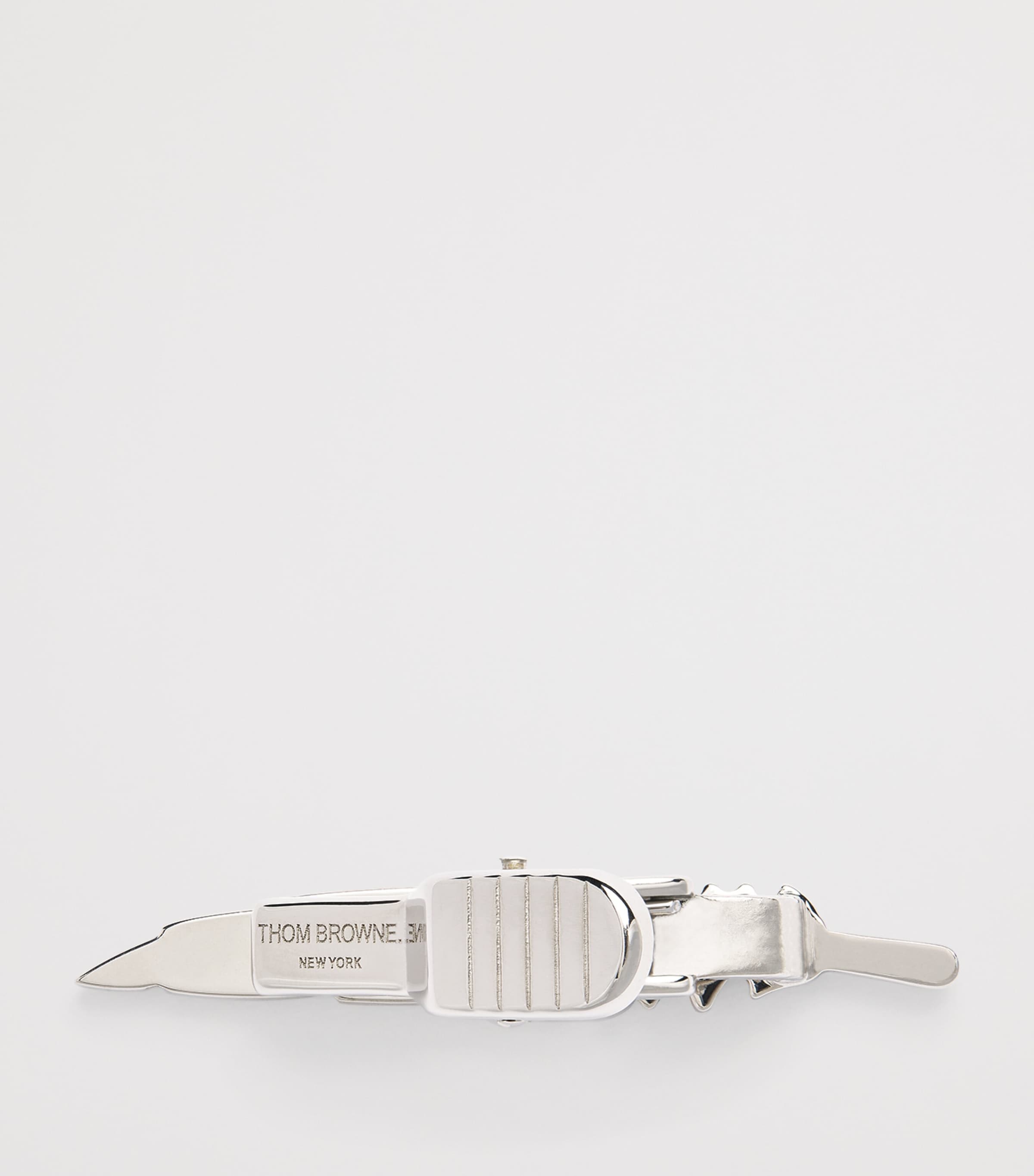 Thom Browne Sterling Silver Feather Tie Bar Silver Image 4