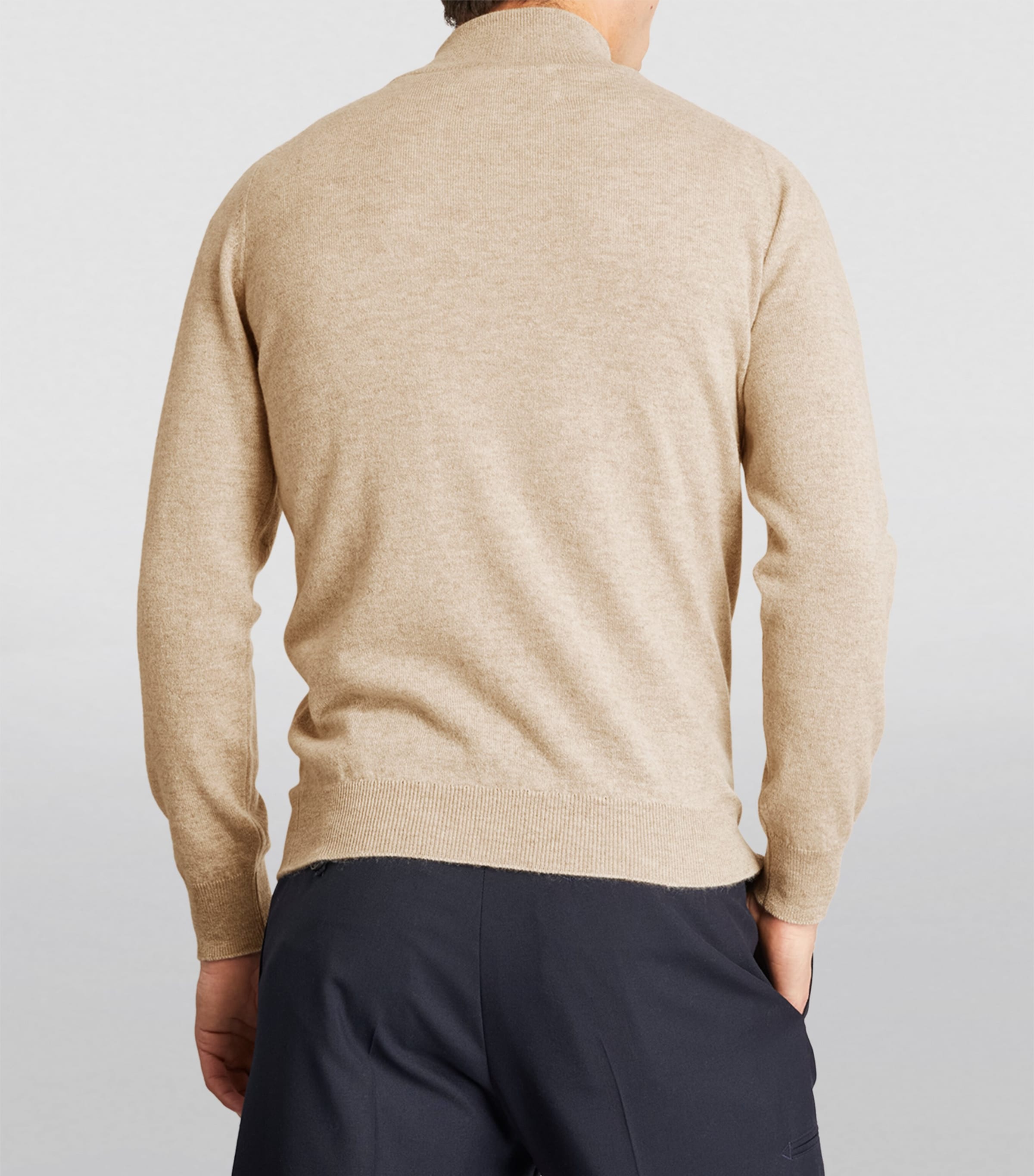 Cashmere Zip-Up Sweater OATMEAL MARL Image 4
