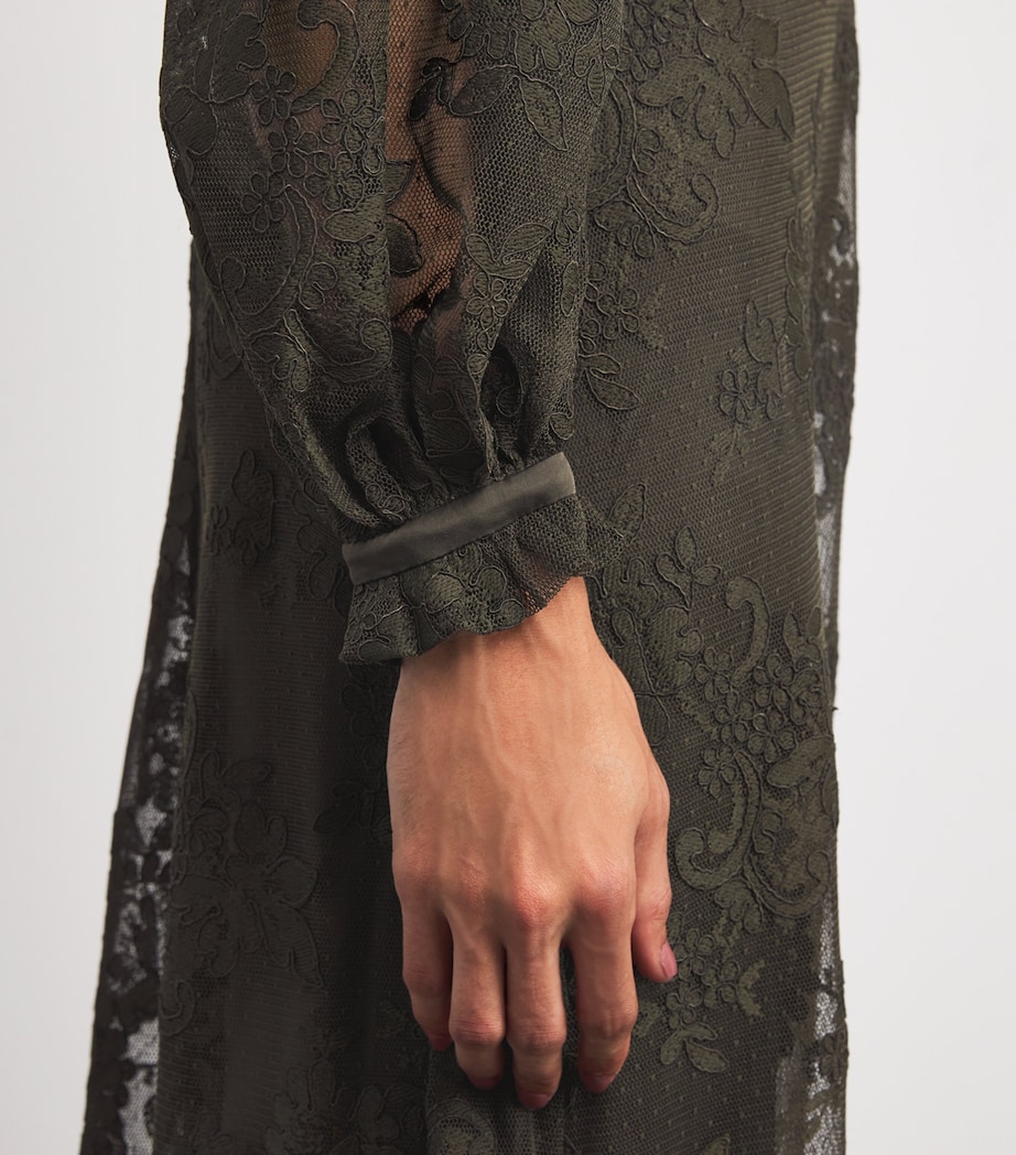 Lace-Silk Memento Maxi Dress OLIVE Image 4