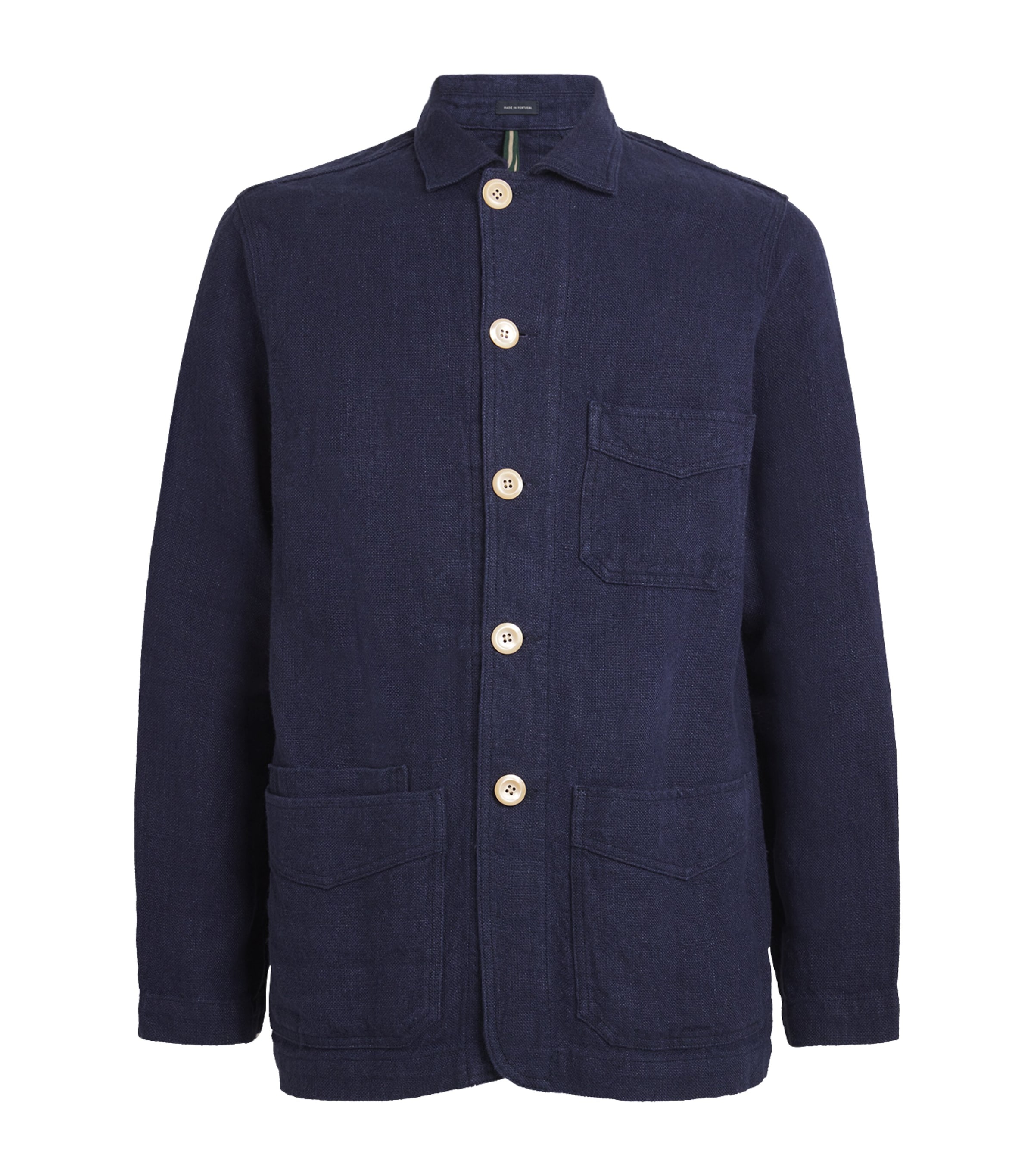 Drake's Linen Chore Jacket In Navy