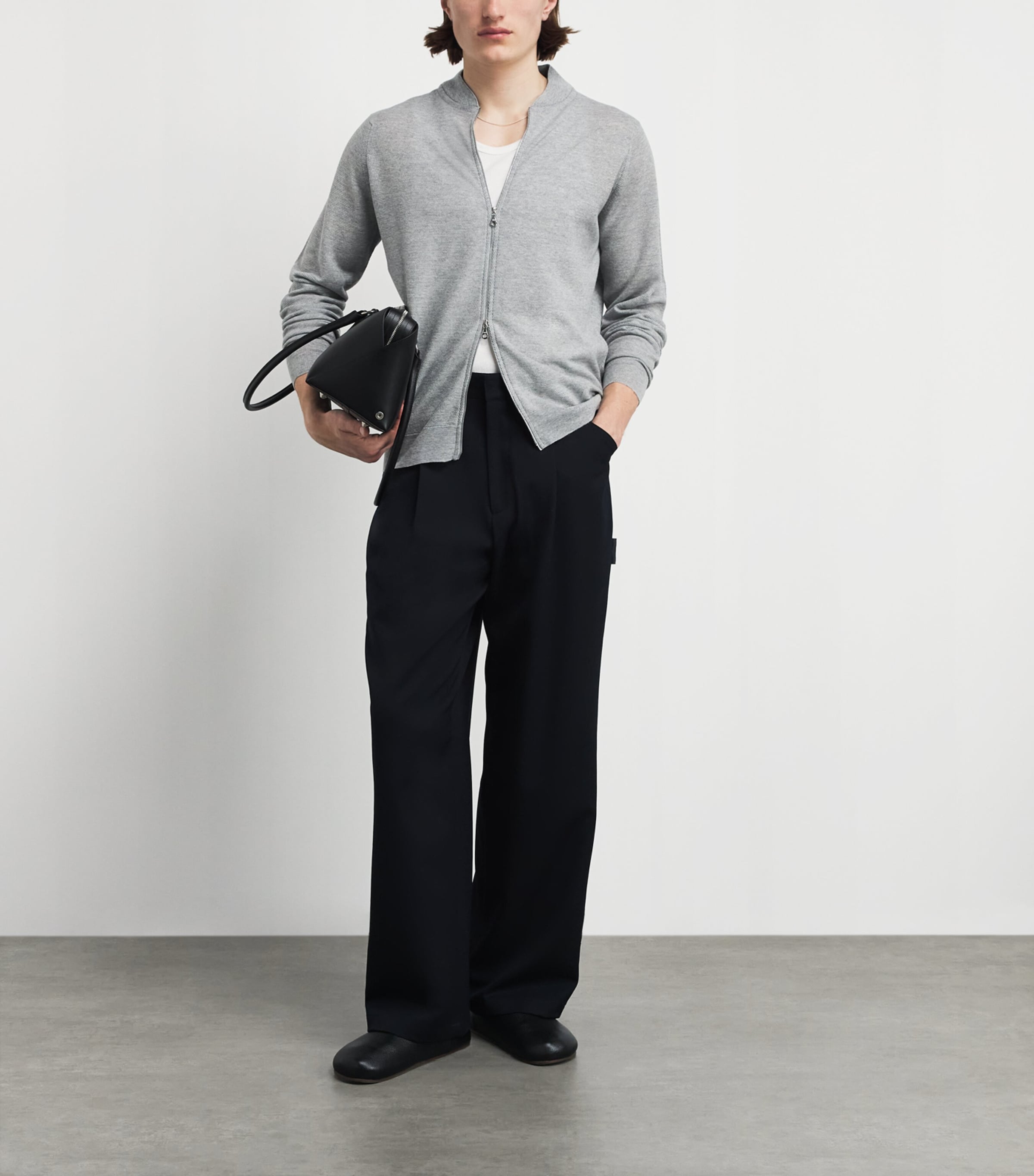 John Smedley Mens Merino Wool Textured Cardigan Nimbus Image 2