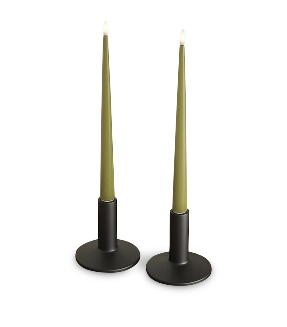 Deluxe Homeart LED Shiny Dinner Candles (Set of 2) Olive Image 1