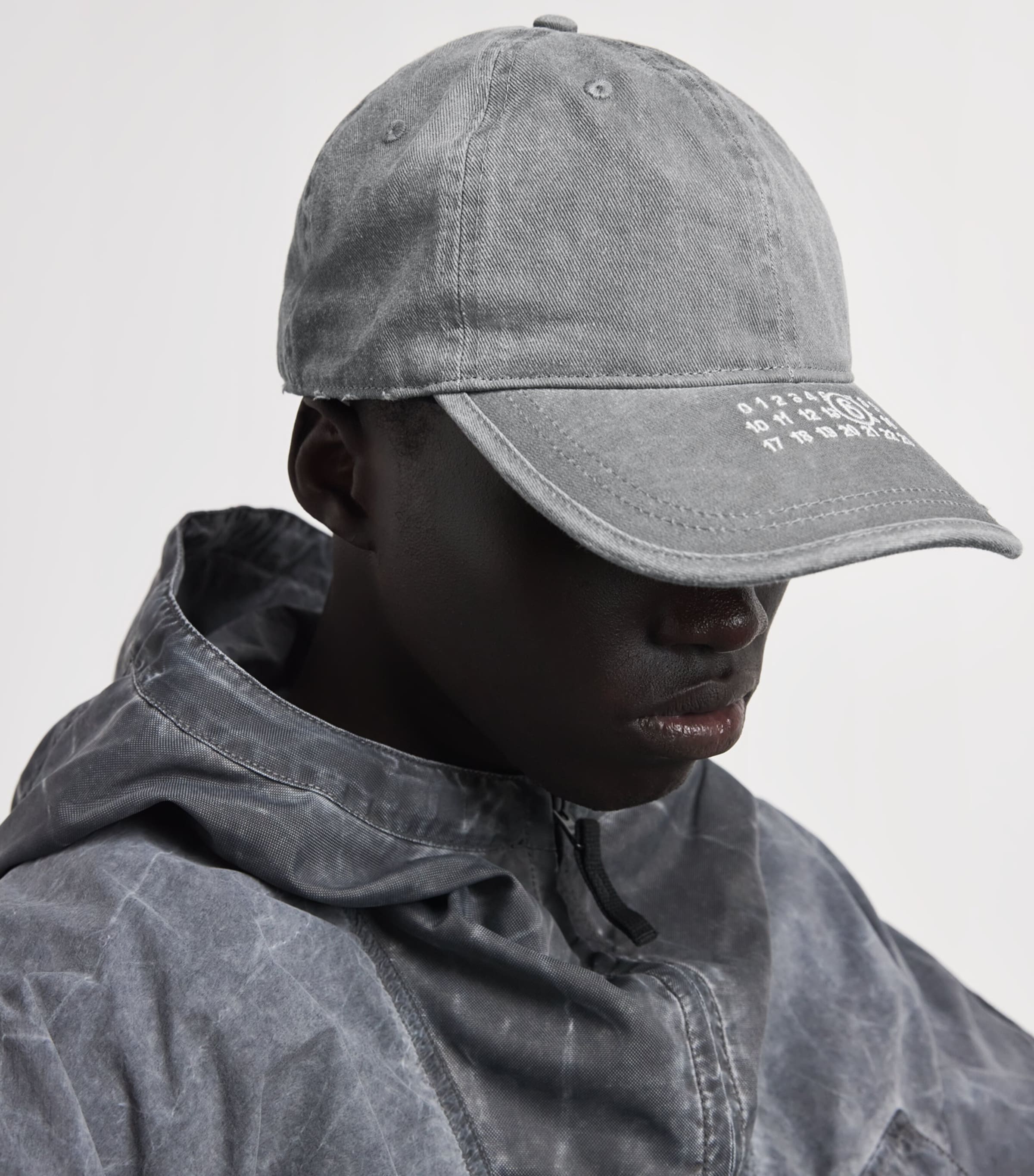 MM6 Maison Margiela Cotton Numeric Logo Cap Grey Image 2