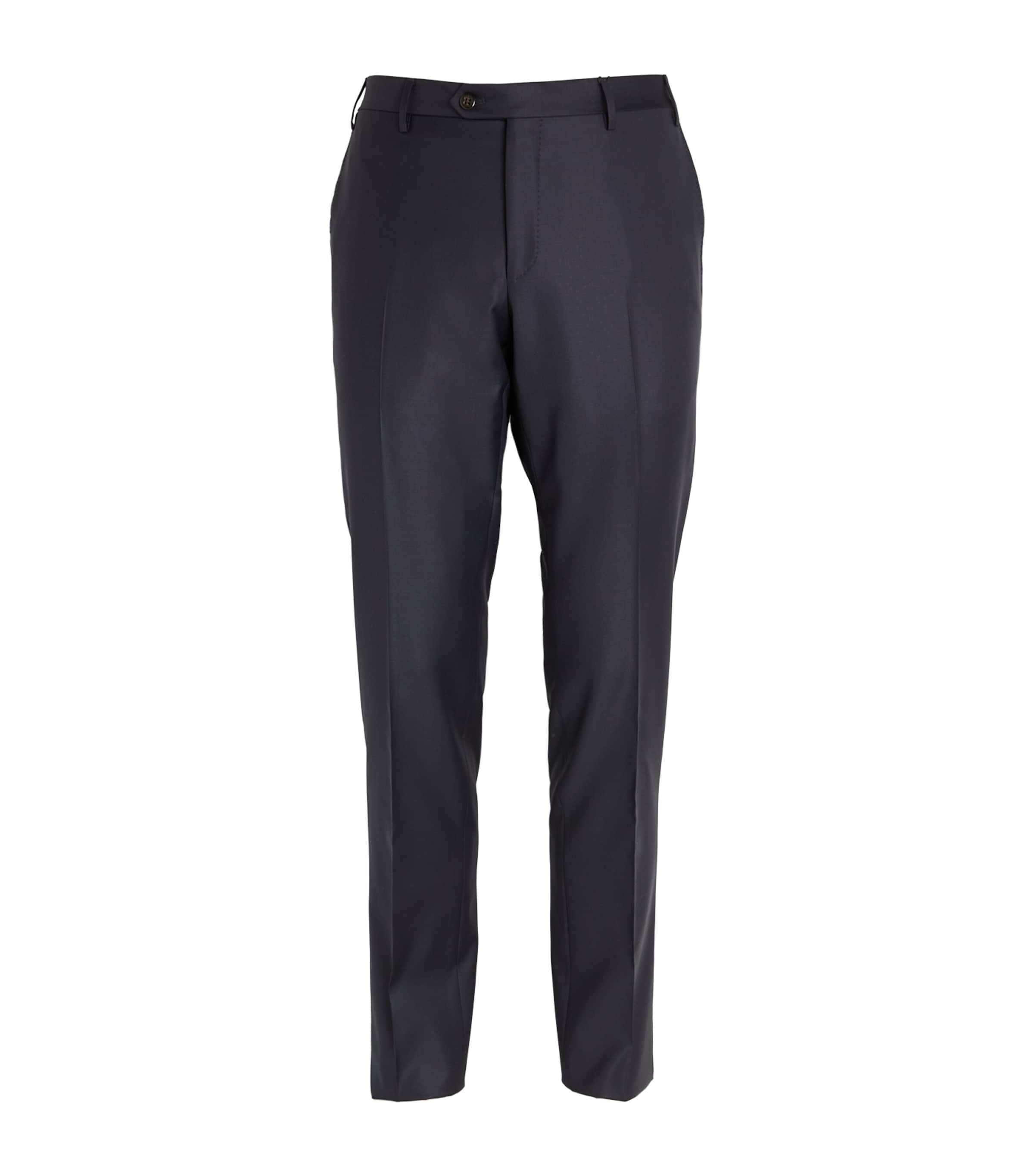 Corneliani Virgin Wool Slim Tailored Trousers In Navy