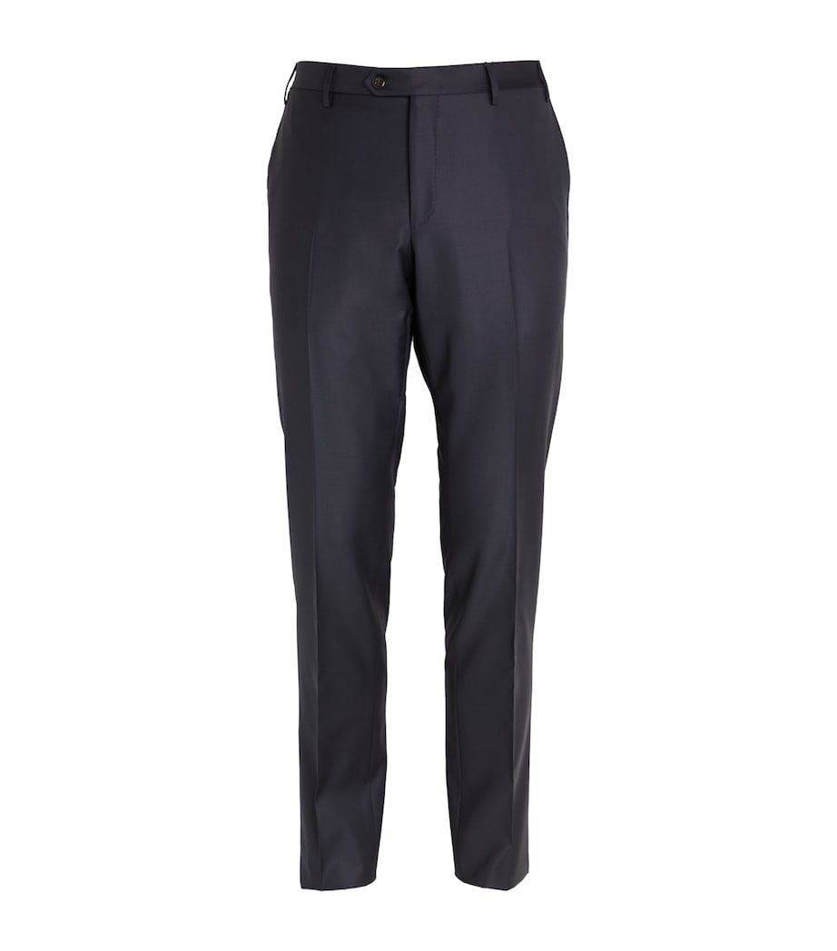 Virgin Wool Slim Tailored Trousers NAVY-001 Image 1