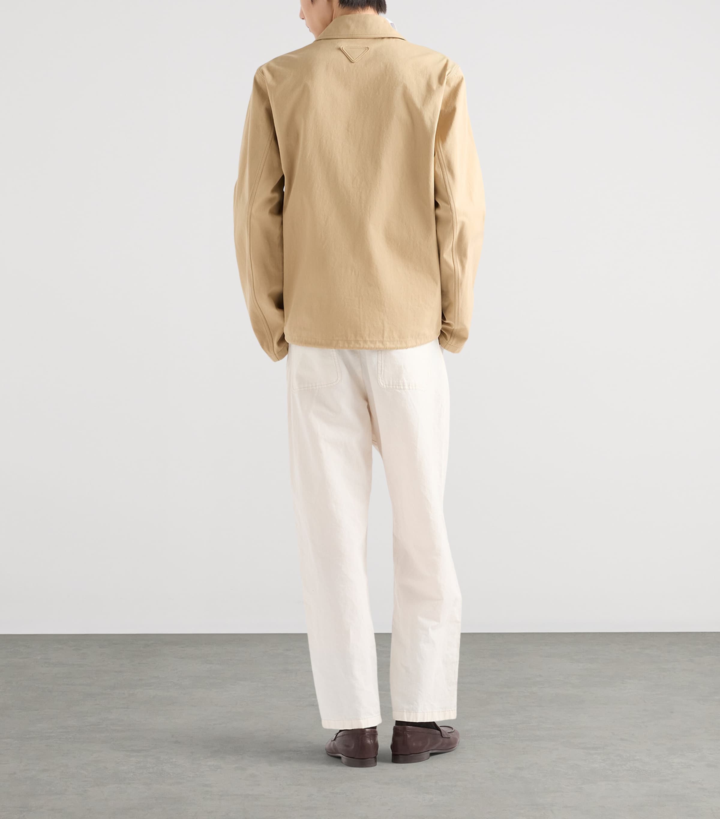 Prada Mens Cotton Collared Jacket Neutral Image 5