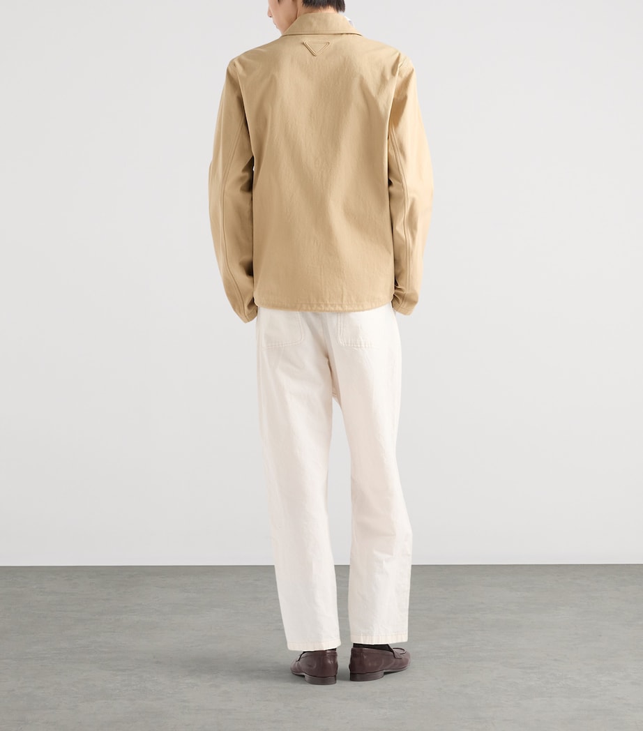 Prada Mens Cotton Collared Jacket Neutral Image 5