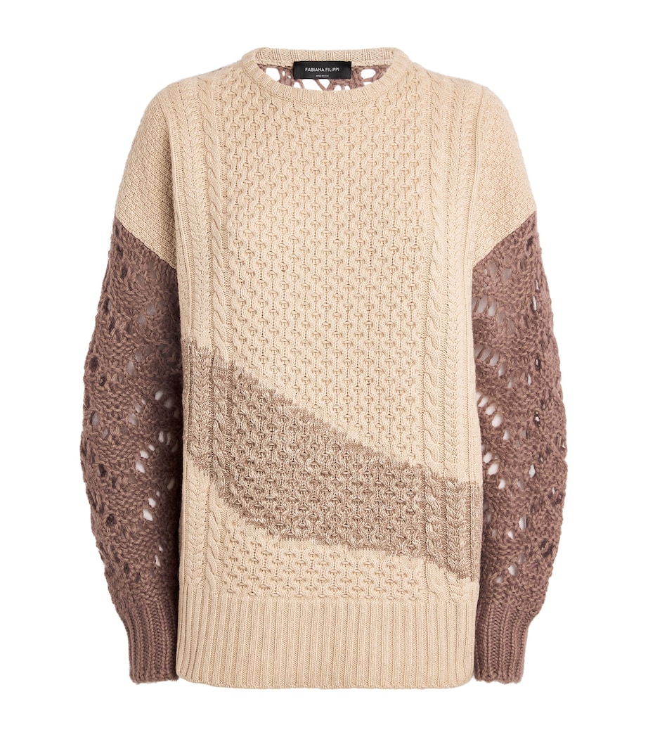 Cable-Knit Sweater VR3 CORDA/CACAO Image 1