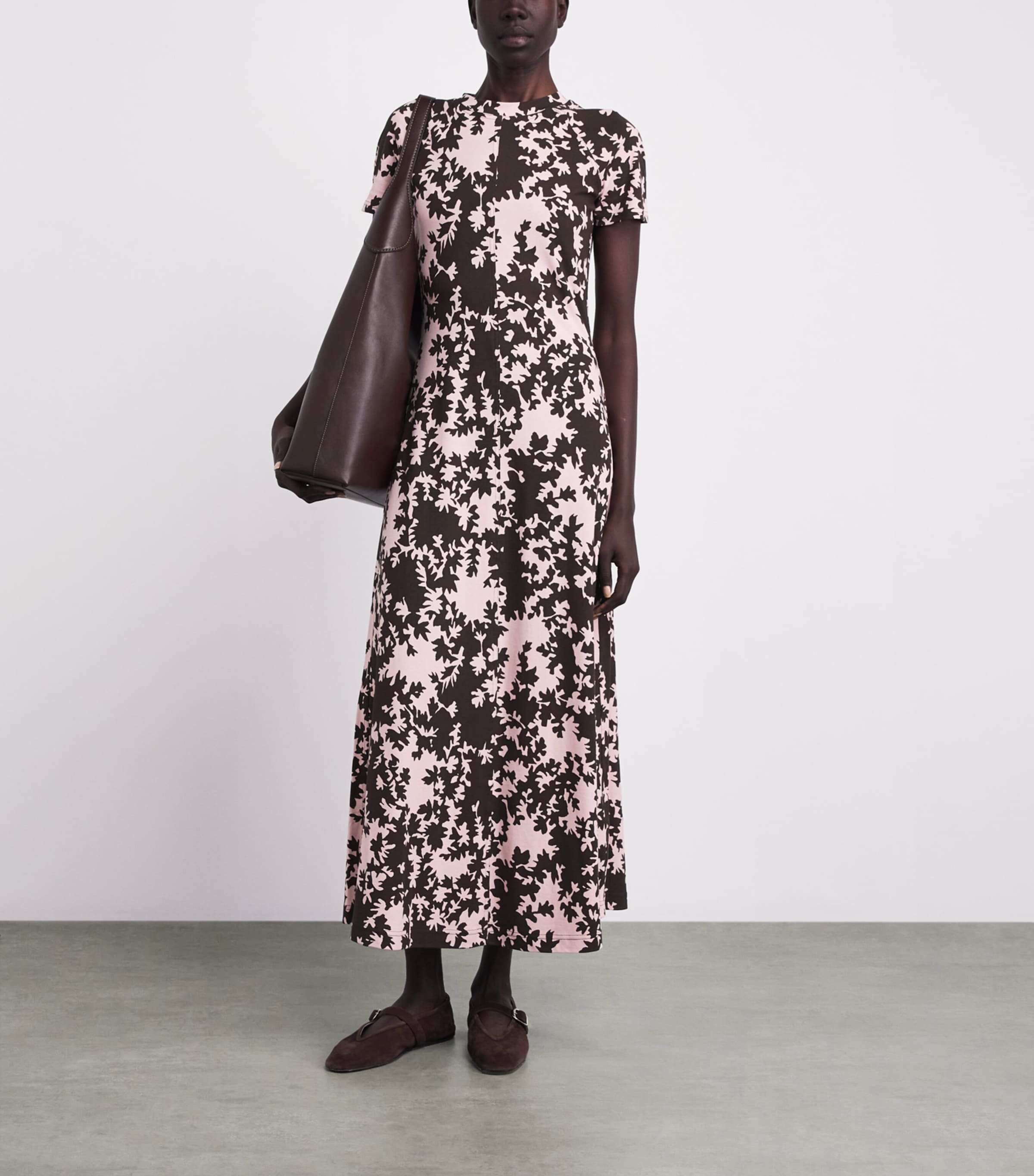 ME+EM Womens Cotton Contour Maxi Dress Pink/brown Image 2