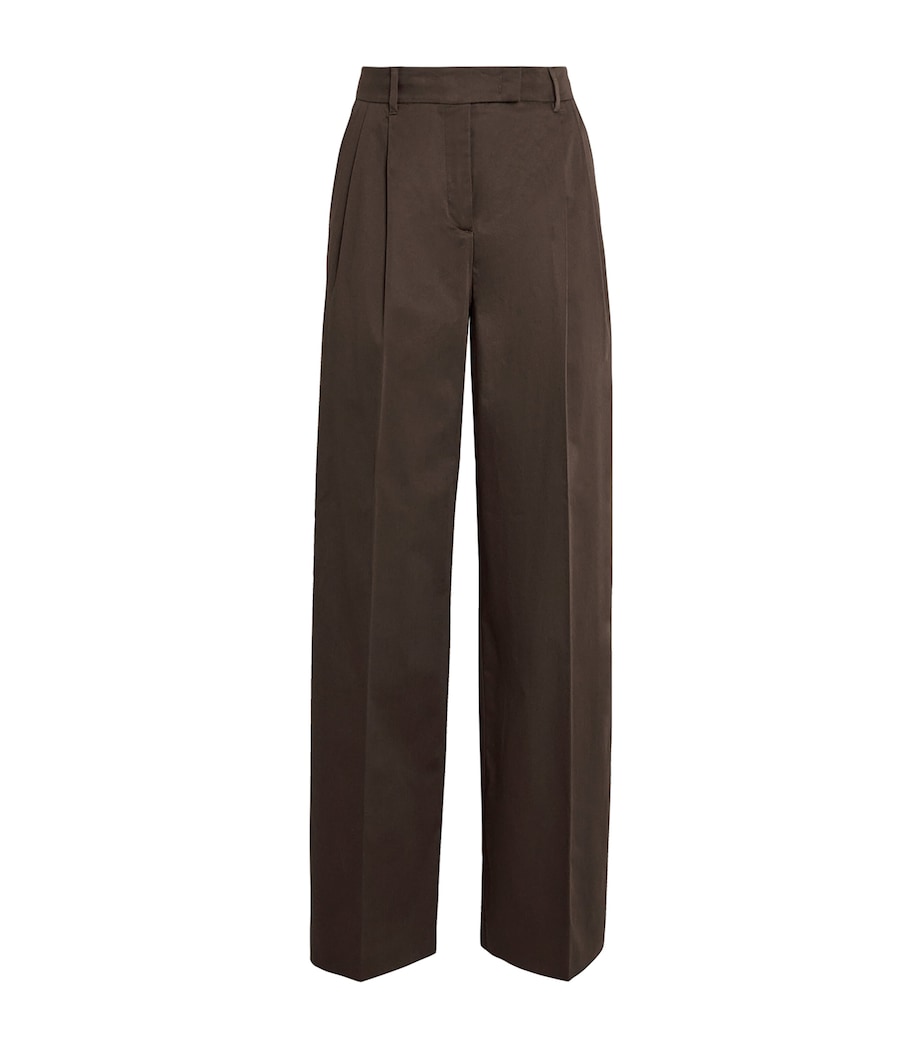 Stretch-Cotton Satin Trousers COCOA Image 1