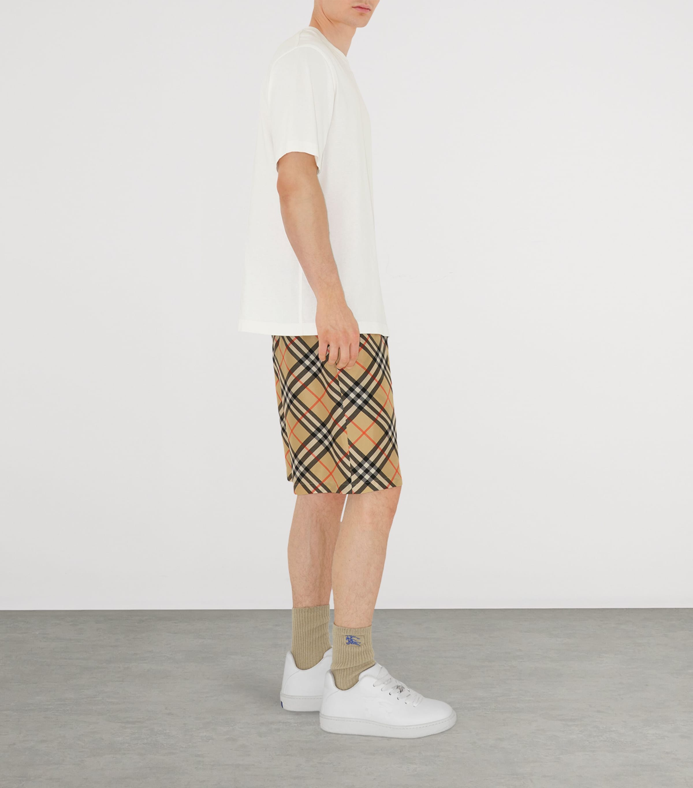 Silk Check Shorts SAND IP CHECK Image 3