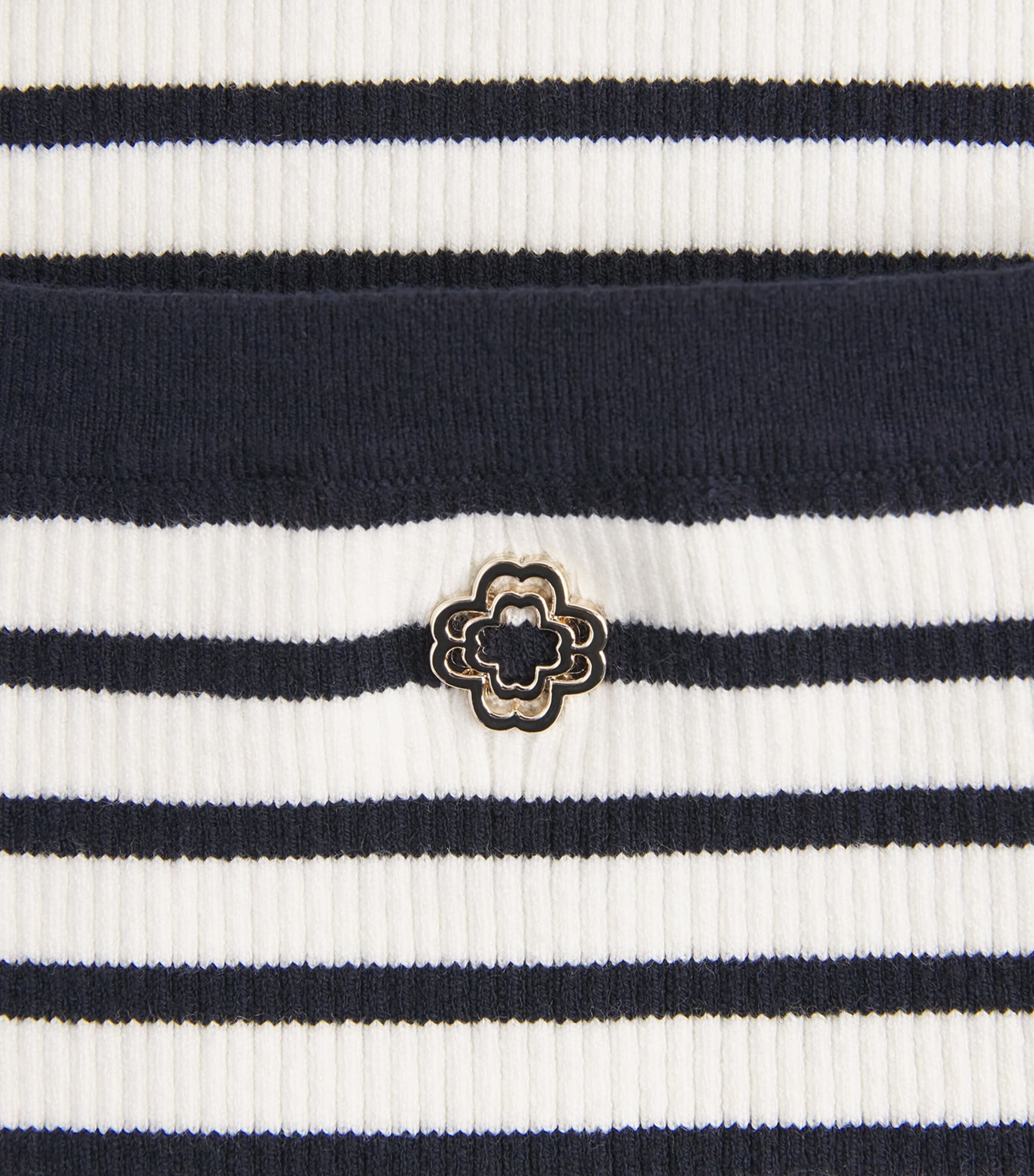 Maje Womens Knitted Off-The-Shoulder Top Navy / Ecru Image 6