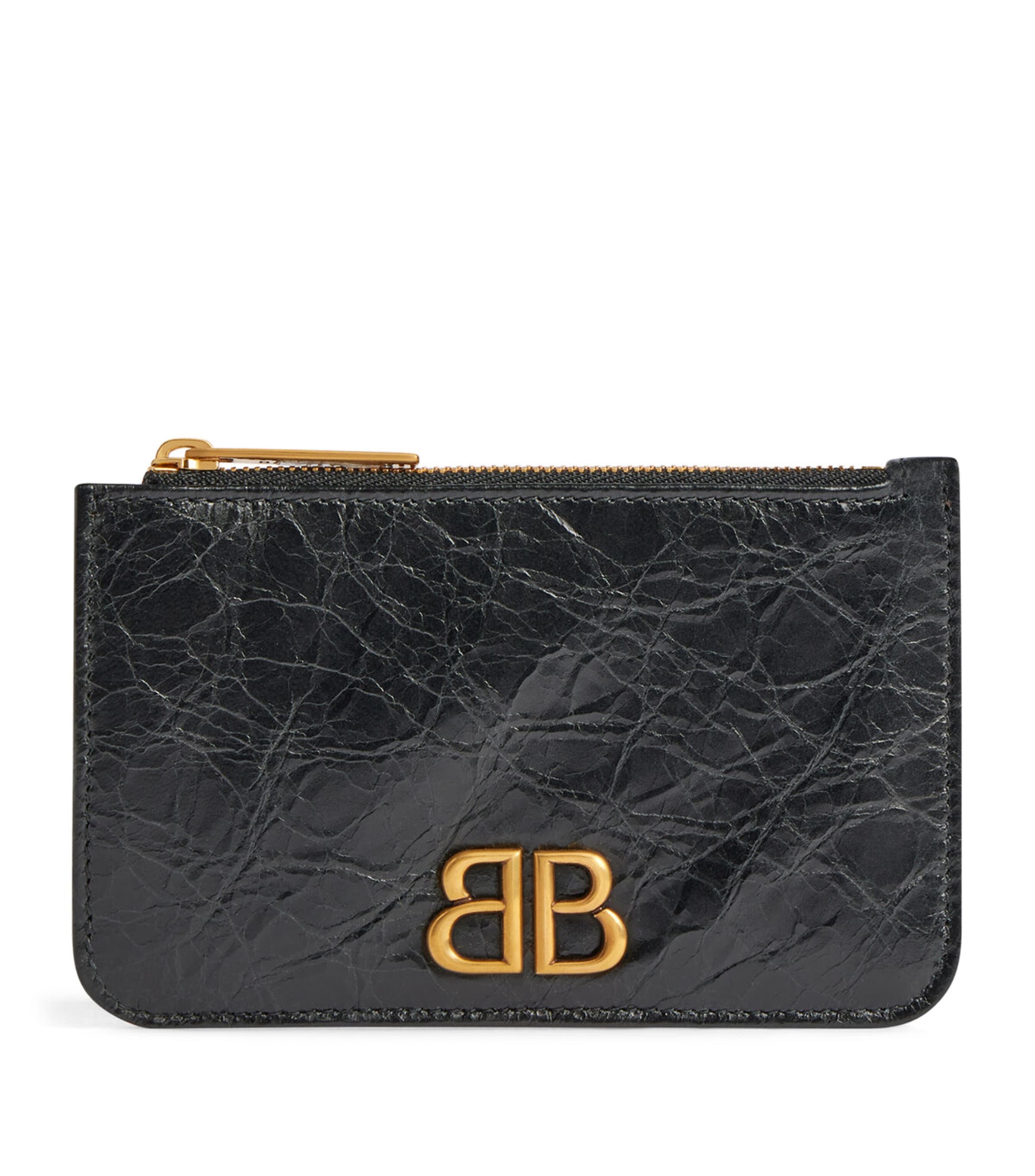 Balenciaga Leather Card Holder In Black