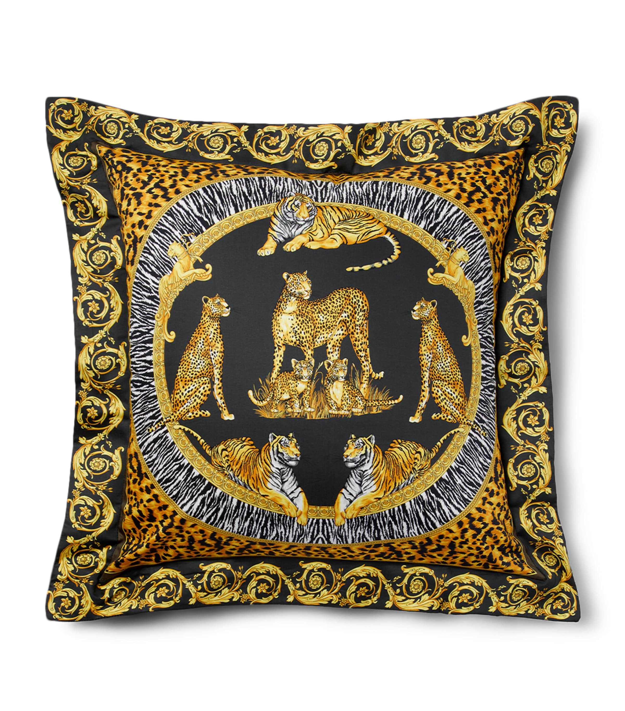 Versace Cotton-satin Wild Cats Cushion