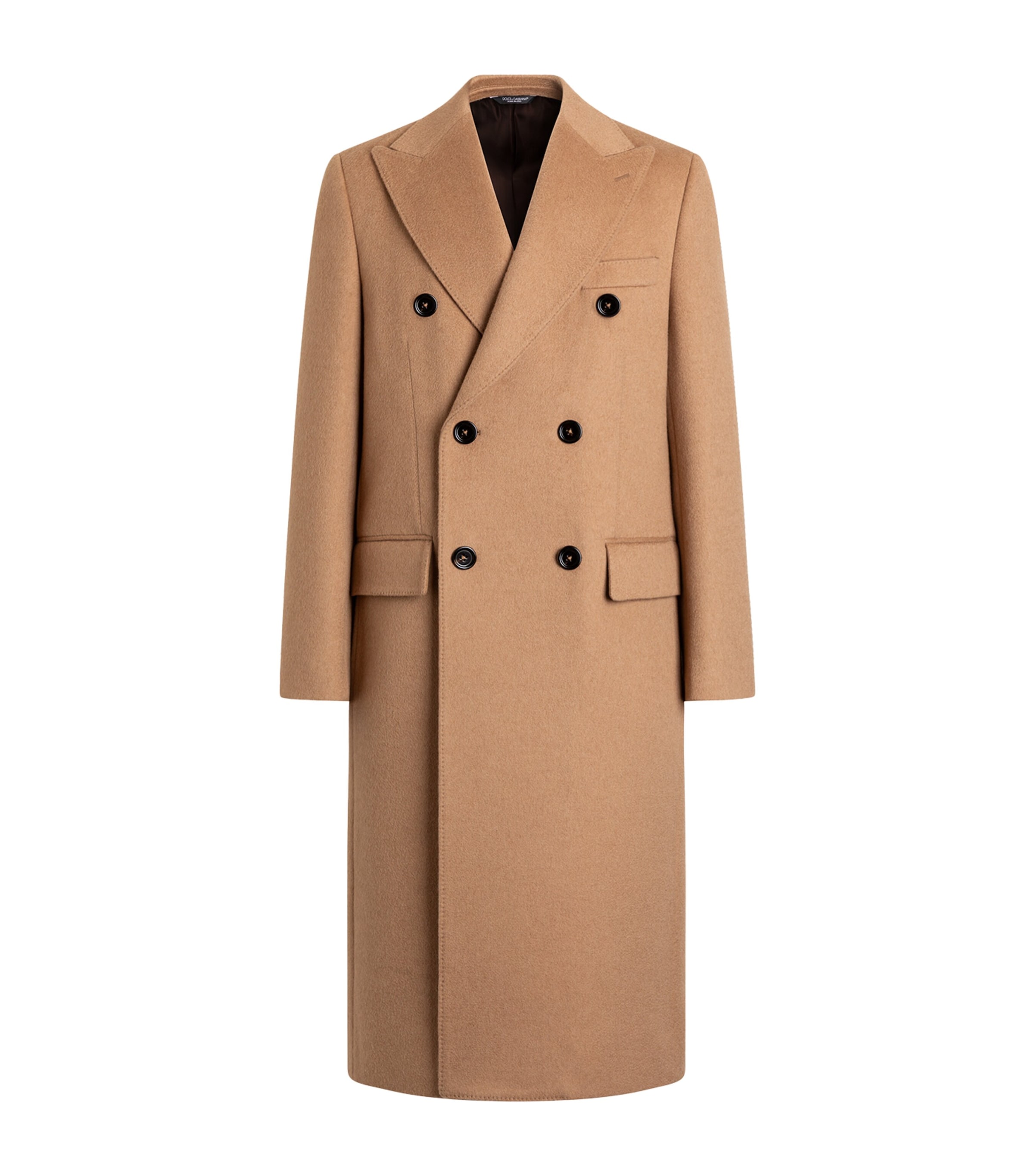 Dolce&Gabbana Mens Wool Double-Breasted Long Coat Walnut Brown Image 1