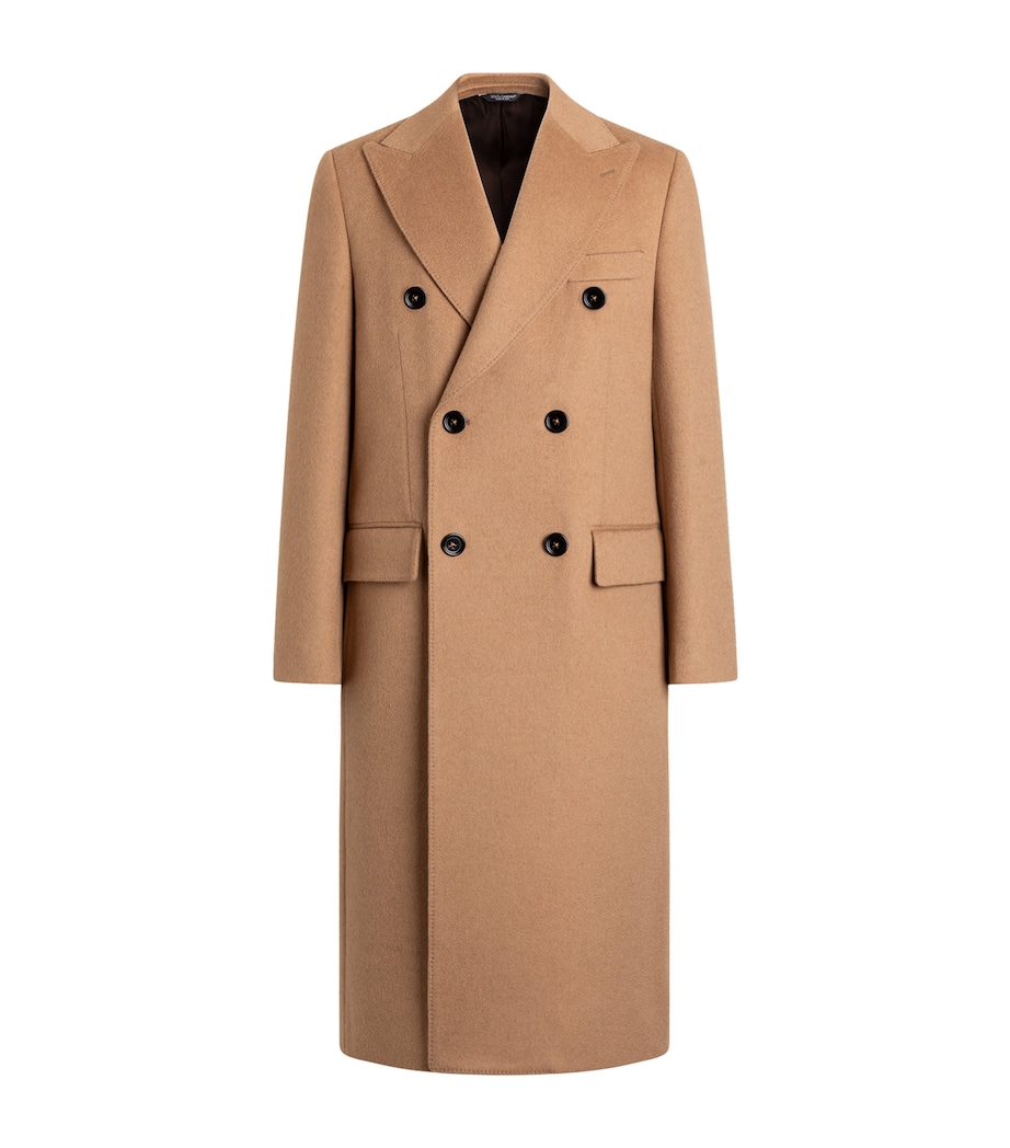 Dolce&Gabbana Mens Wool Double-Breasted Long Coat Walnut Brown Image 1