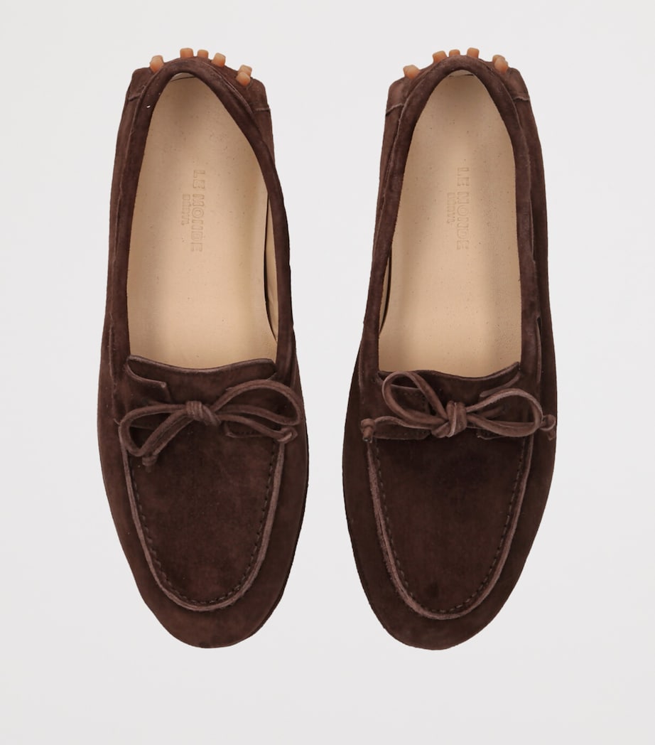 Suede Moccasin Driver Shoes DARK BROWN Image 4