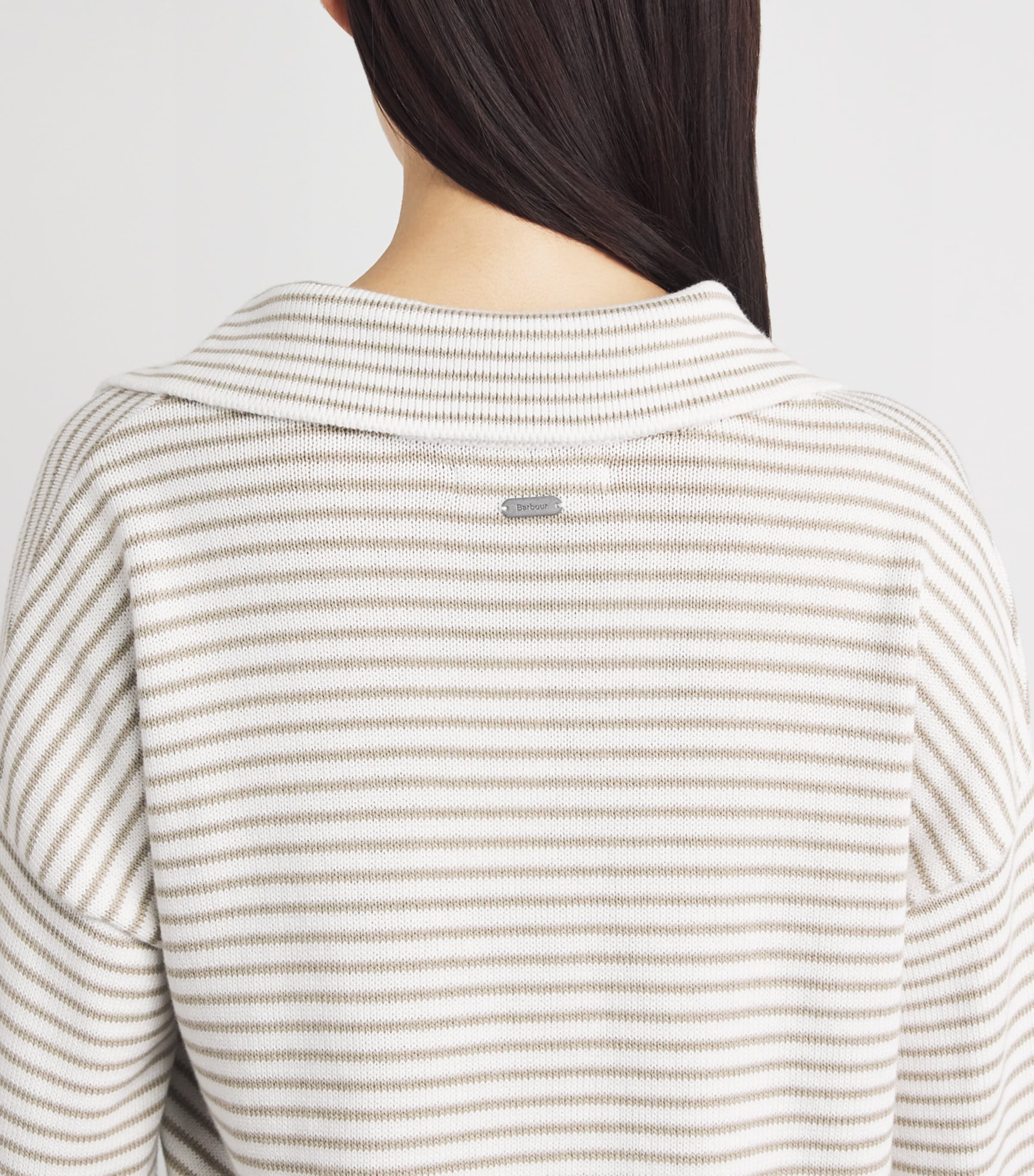 Barbour Womens Cotton Stripe Aylesby Sweater Cloud/sand Image 3