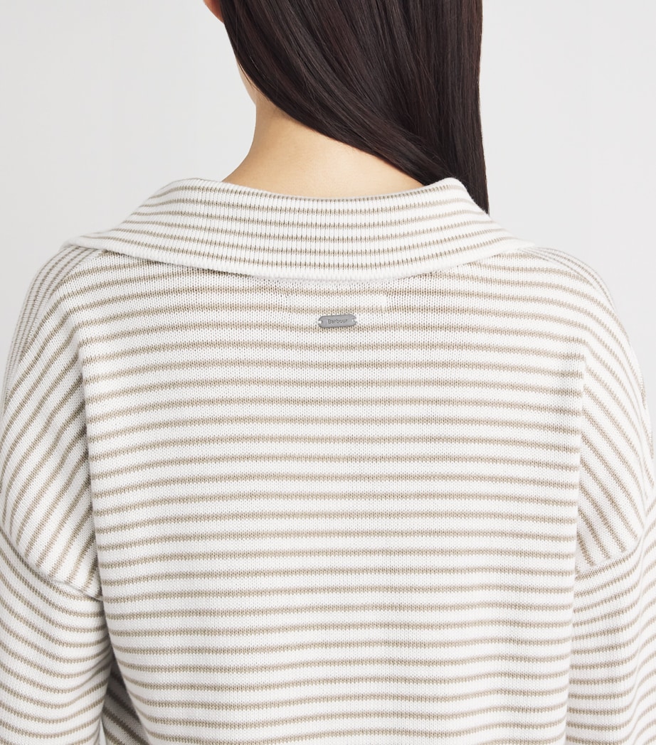 Barbour Womens Cotton Stripe Aylesby Sweater Cloud/sand Image 3