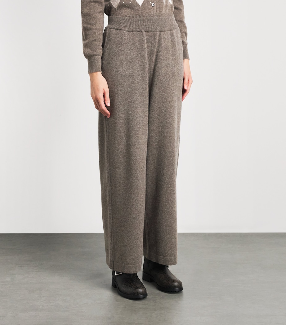 Johnstons Of Elgin Womens Cashmere-Blend Coll Knitted Trousers Heathcot Image 4