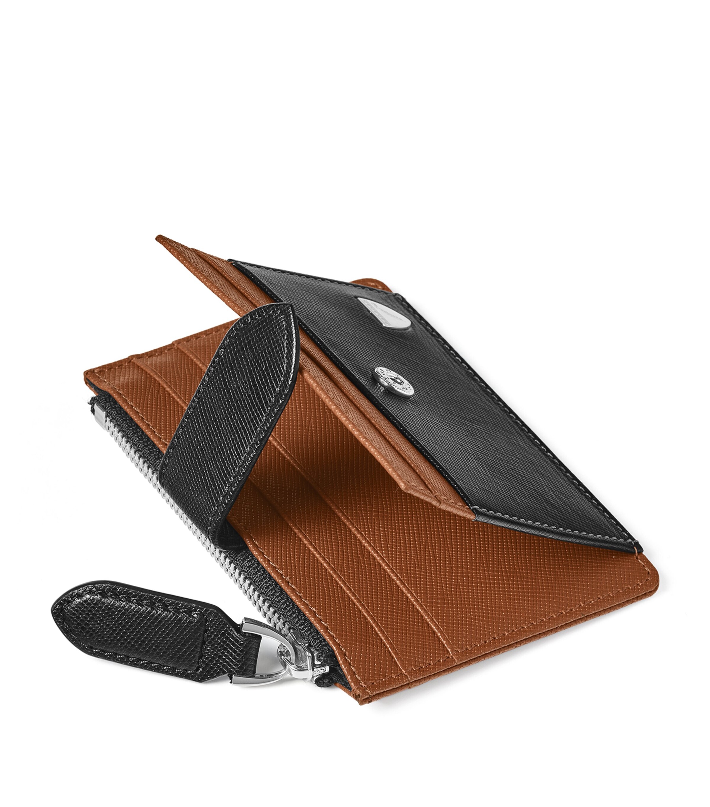Aspinal Of London Leather Zip-Up Card Holder Black Image 2