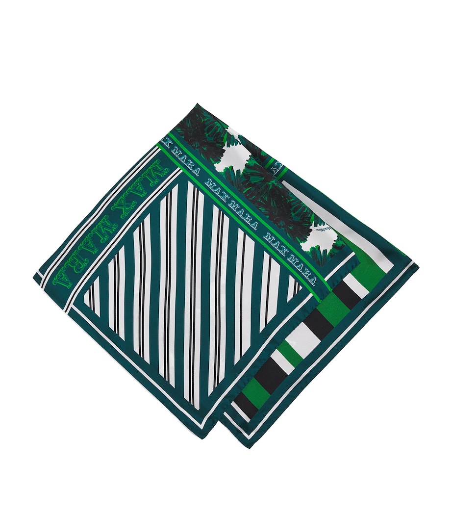Silk Floral Print Square Scarf EMERALD Image 1