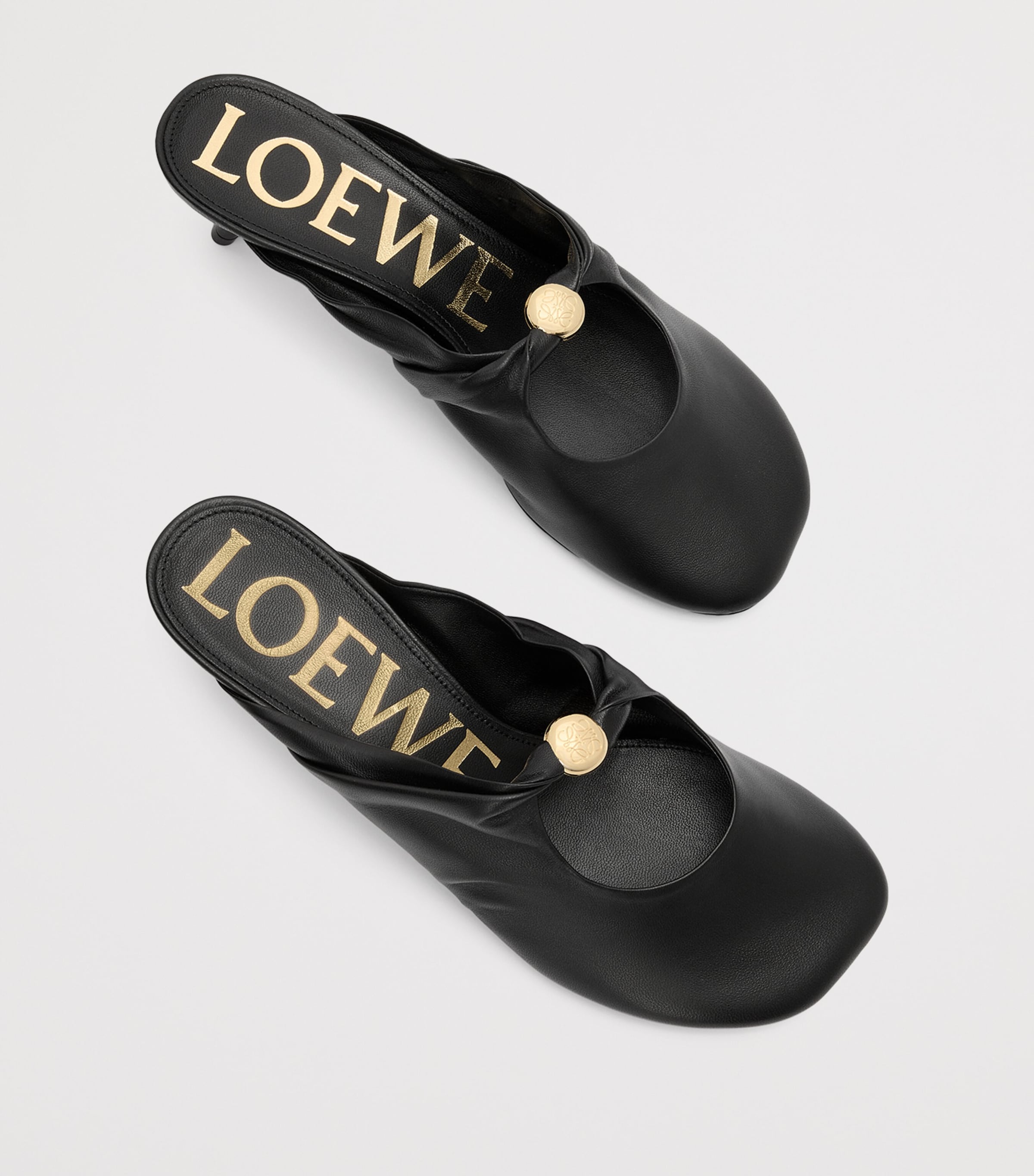 Lambskin Pebble Soft Heeled Mules 45 BLACK Image 5