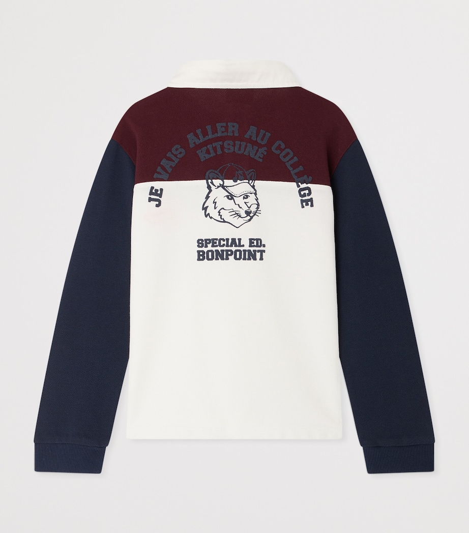 Bonpoint x Maison Kitsuné Cotton Fox Polo Shirt (14 Years) Rayures Marine Image 2