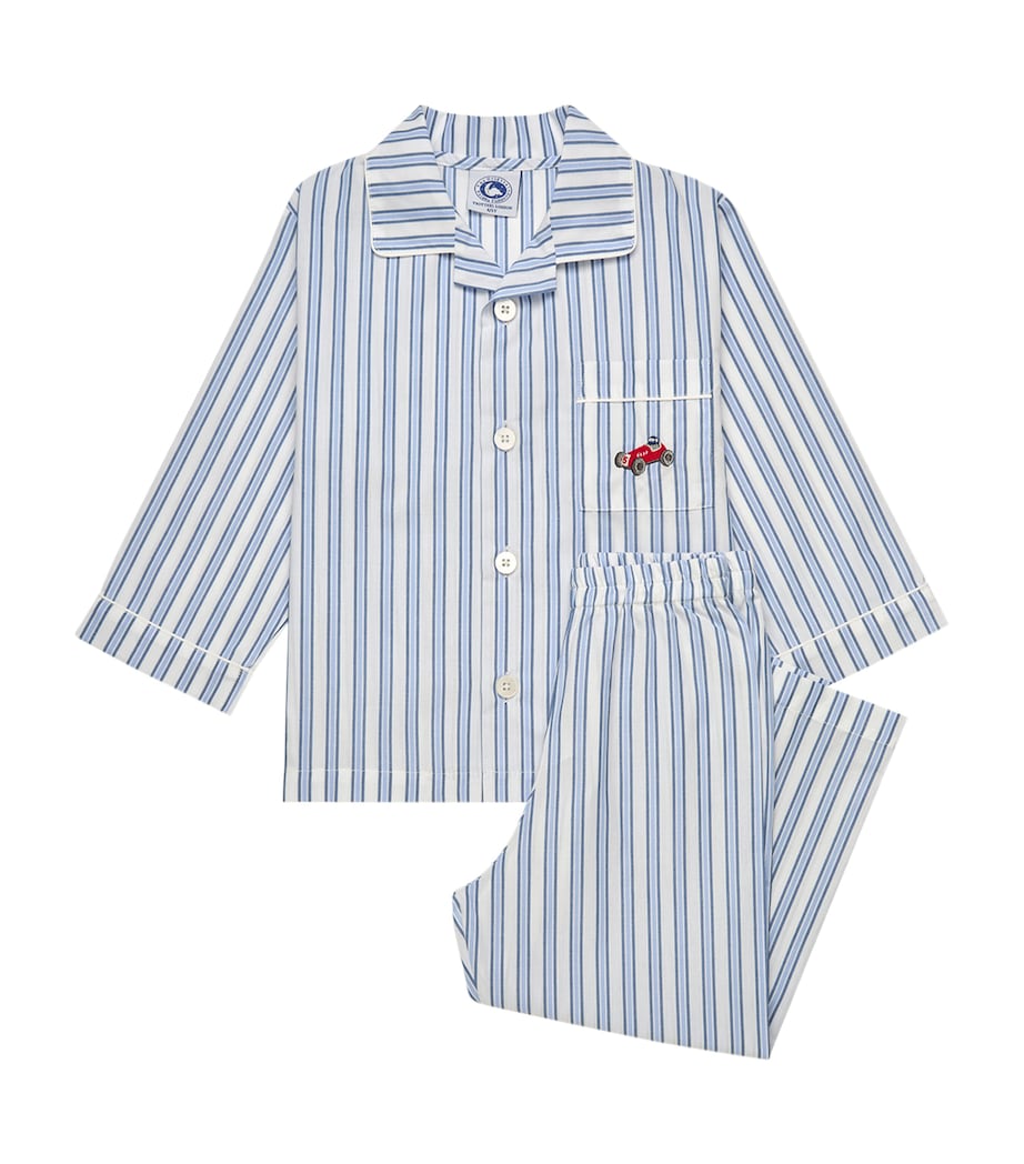 Cotton Henry Car Pyjama Set (12-18 Months) BLUE STRIPE Image 1
