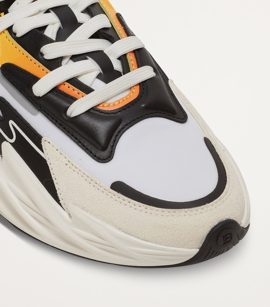 Balmain Leather Run-Row Sneakers Jaune/orange Image 12