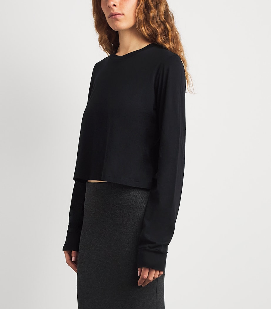 ÉTERNE Womens Long-Sleeve Cropped T-Shirt Black Image 4