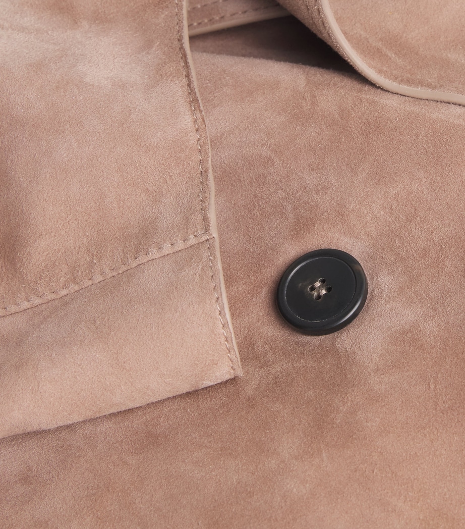 Suede Short-Line Trench Coat MARRON GLACE' Image 5