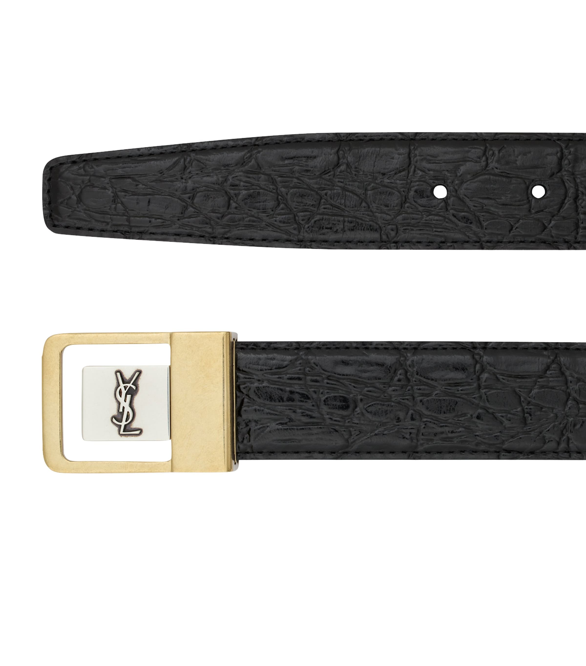 Croc-Embossed Leather Buckle Belt 1000 Image 3