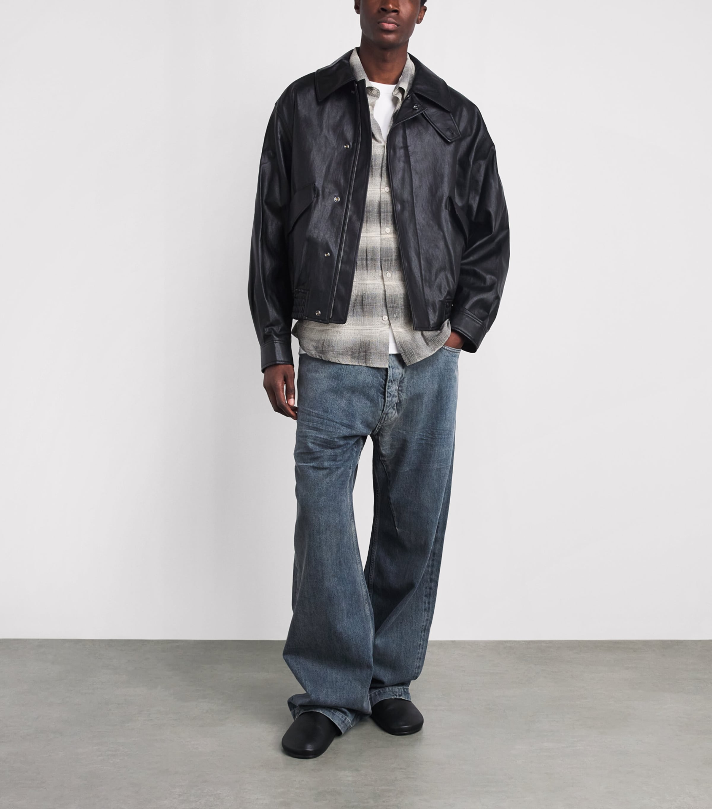 Won Hundred Mens Check Pete Shirt Black Comb. Image 2