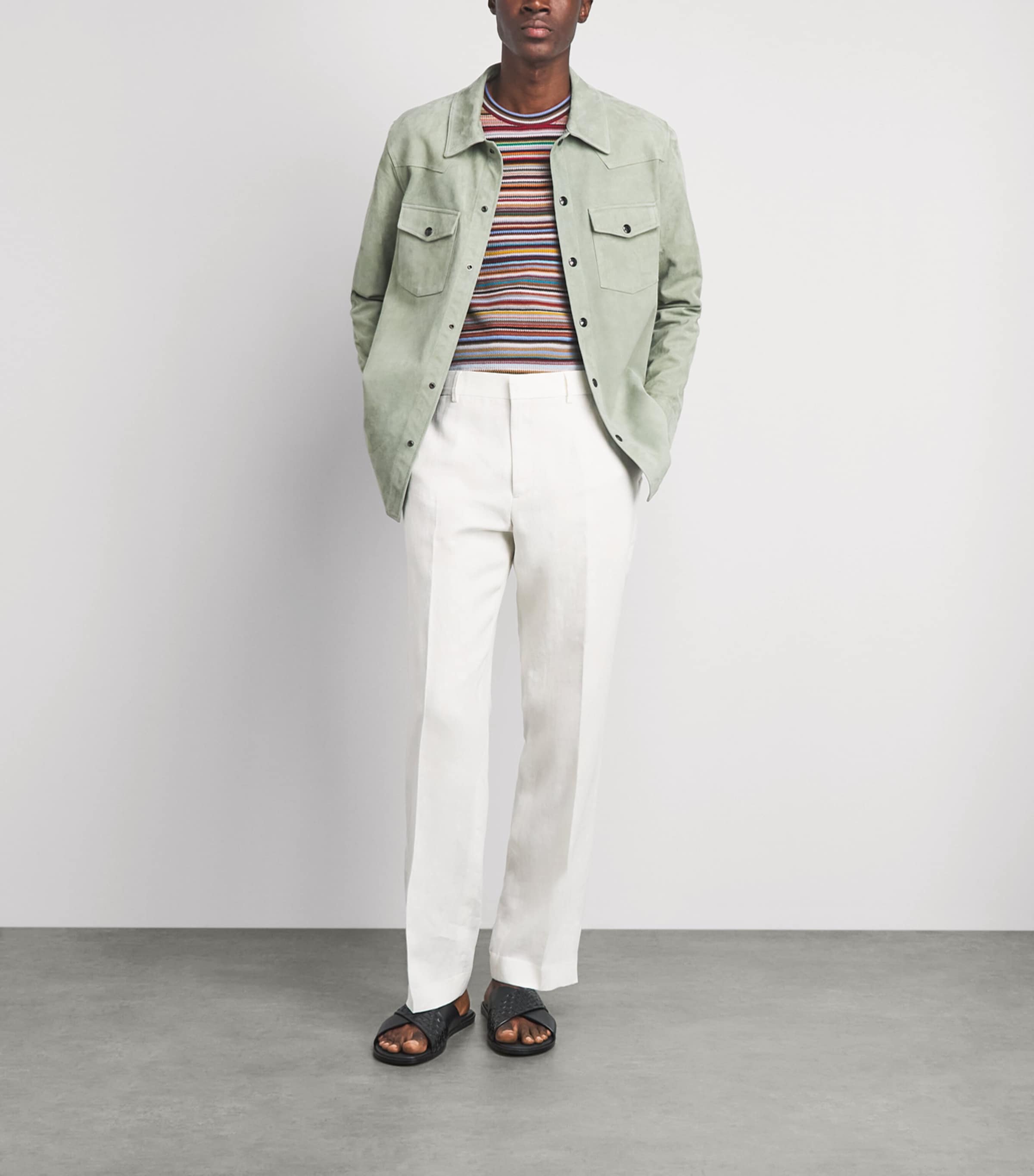 Paul Smith Mens Suede Slim Overshirt Green Image 2