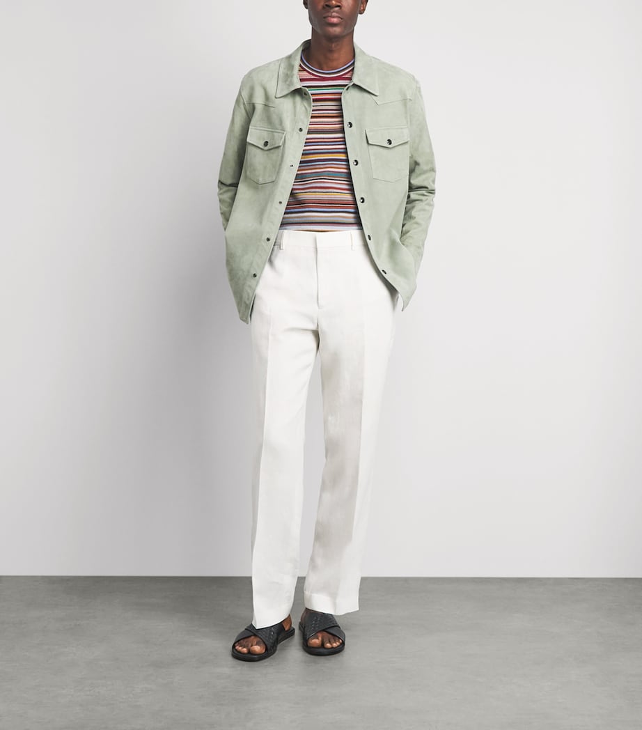 Paul Smith Mens Suede Slim Overshirt Green Image 2