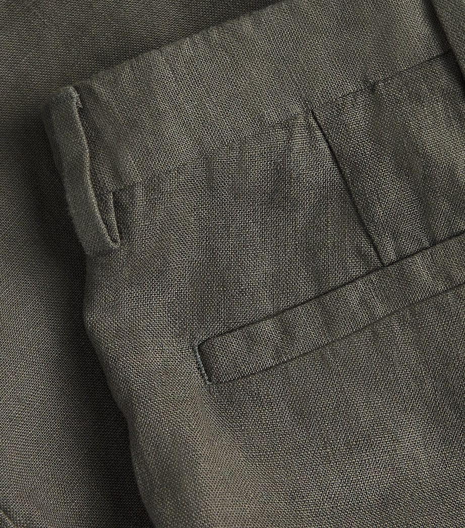 Linen Theo Slim Trousers CROC GREEN 374 Image 5