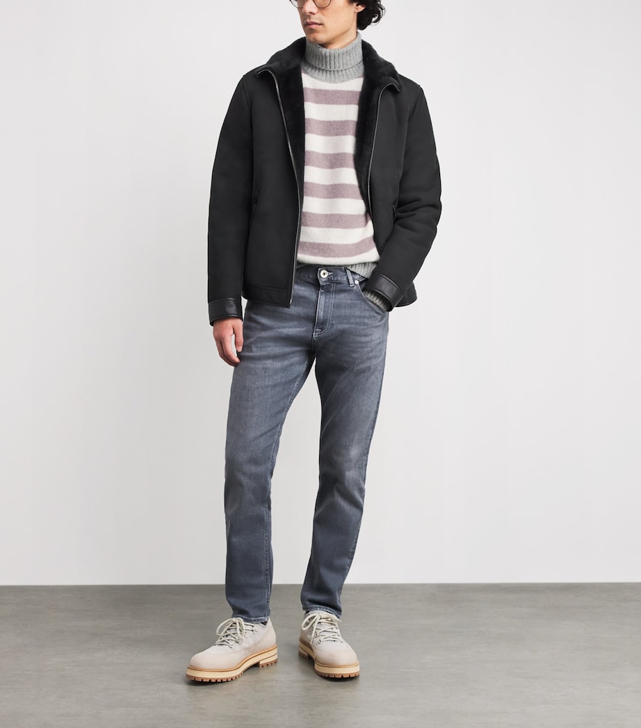 Cashmere-Blend Stripe Rollneck Sweater PANNA, MIRTILLO E GR Image 2