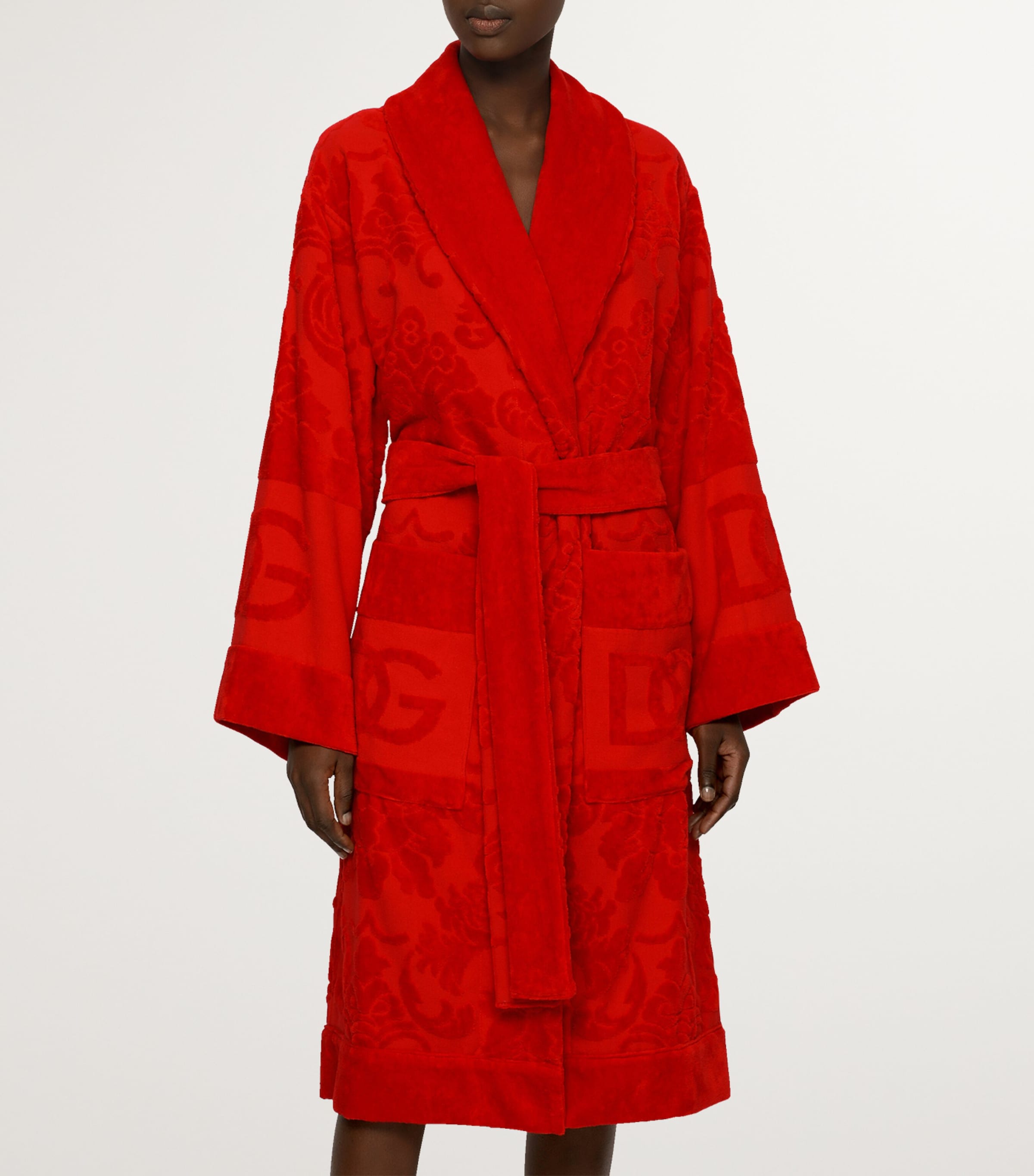 Terry Cotton DG Logo Robe U0019 ROSSO Image 3