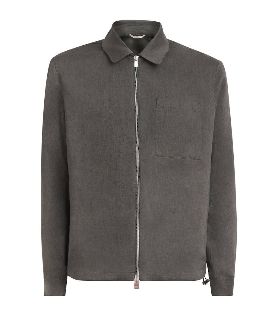 Marco Pescarolo Mens Wool-Linen Jacket Olive Image 1